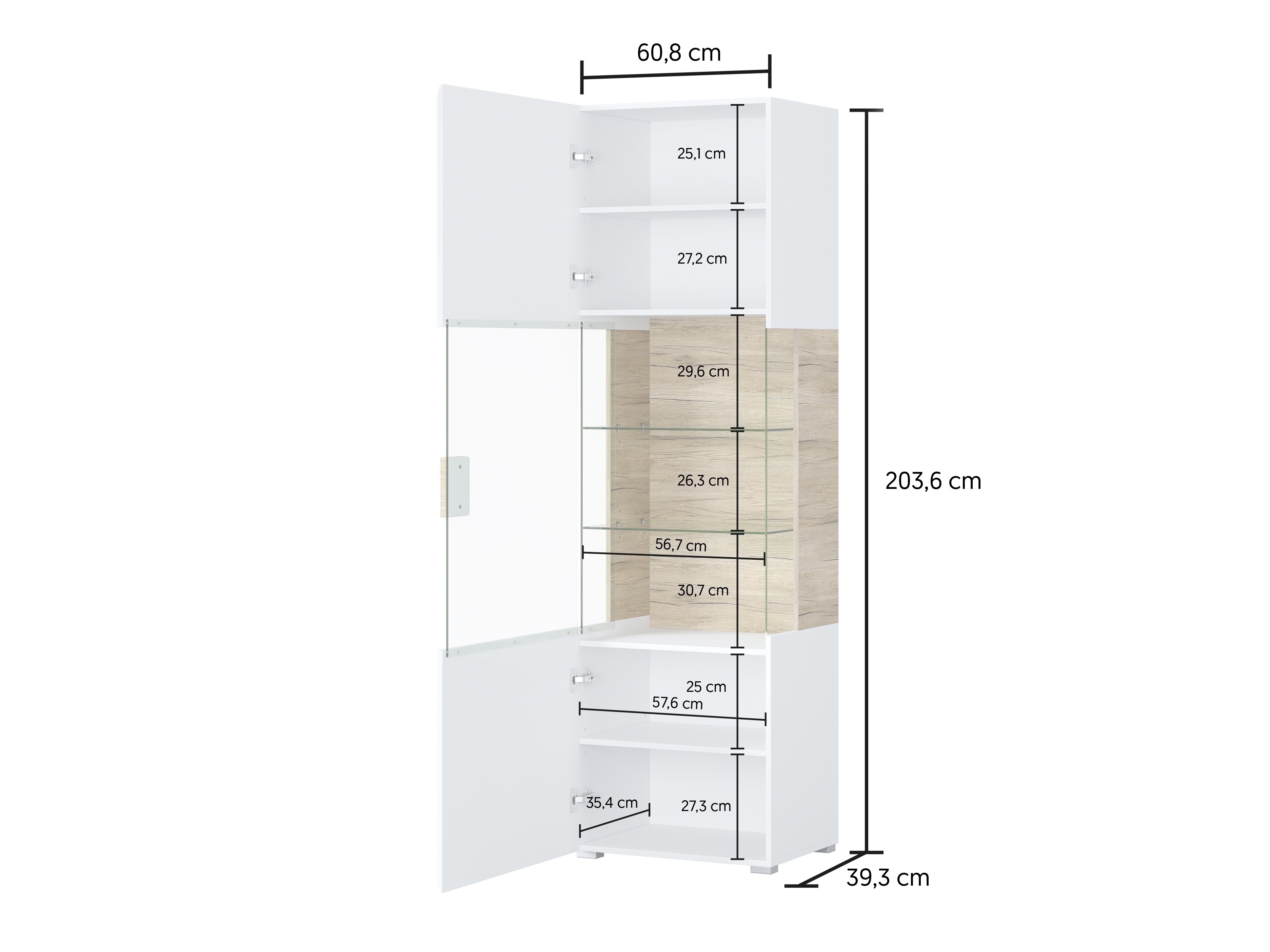 Conjunto para sala de estar Torsone 104 (Branco + Branco brilhante + Carvalho de san remo)