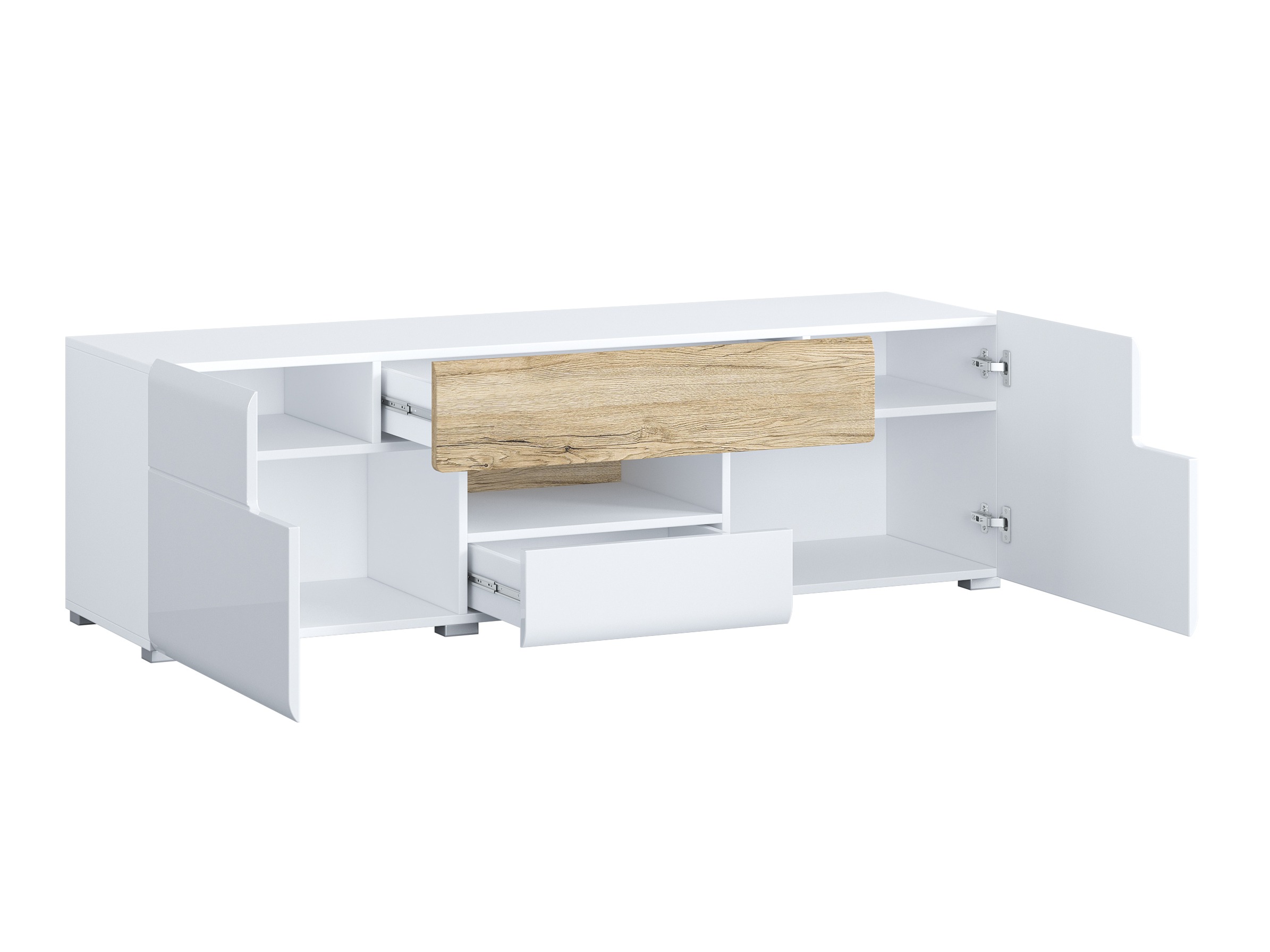 Conjunto para sala de estar Torsone 104 (Branco + Branco brilhante + Carvalho de san remo)