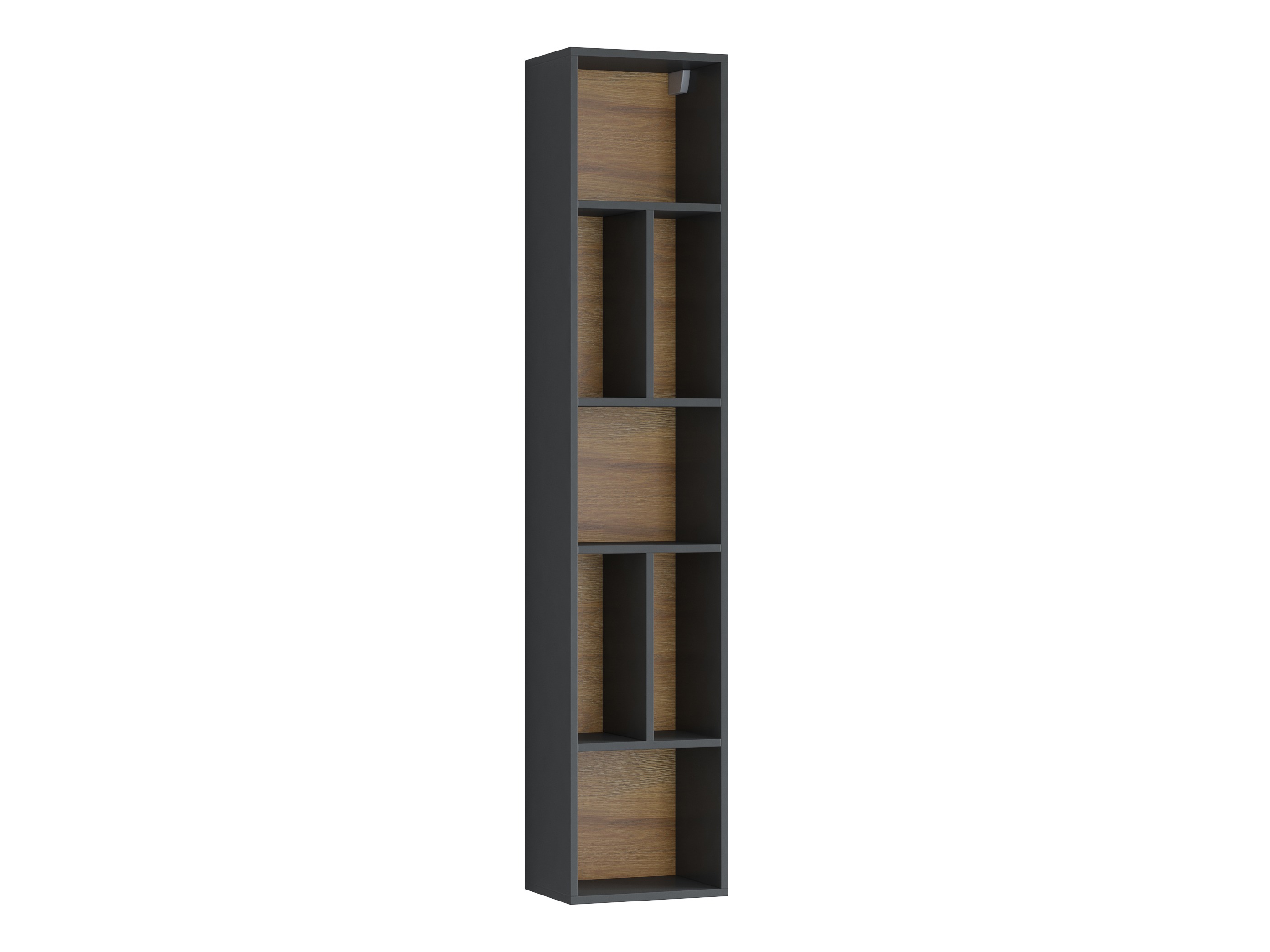 Estante de parede Torsone 106 (Antracite + Gloss antracite + Carvalho Grandson)