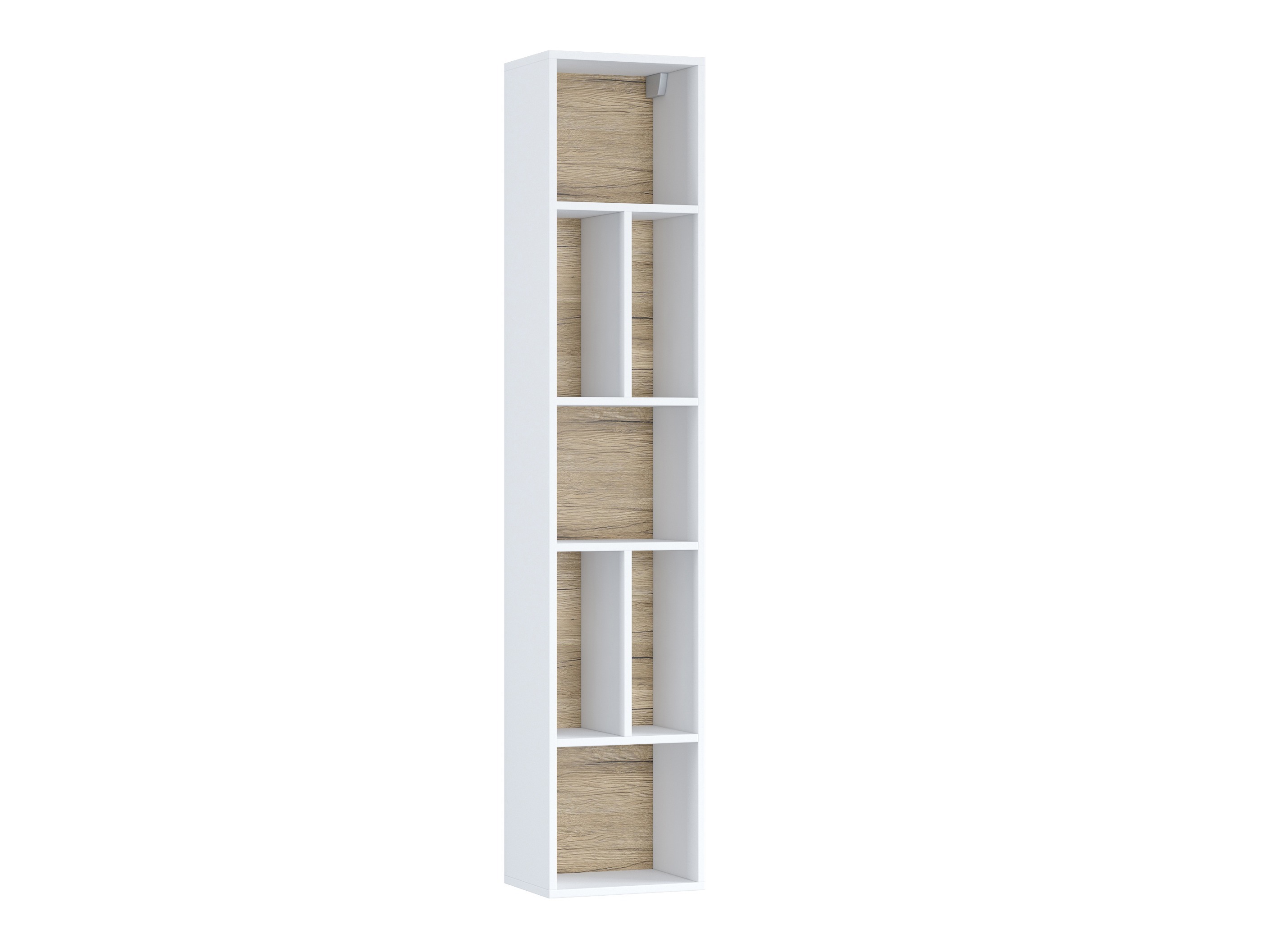 Estante de parede Torsone 106 (Branco + Branco brilhante + Carvalho de san remo)