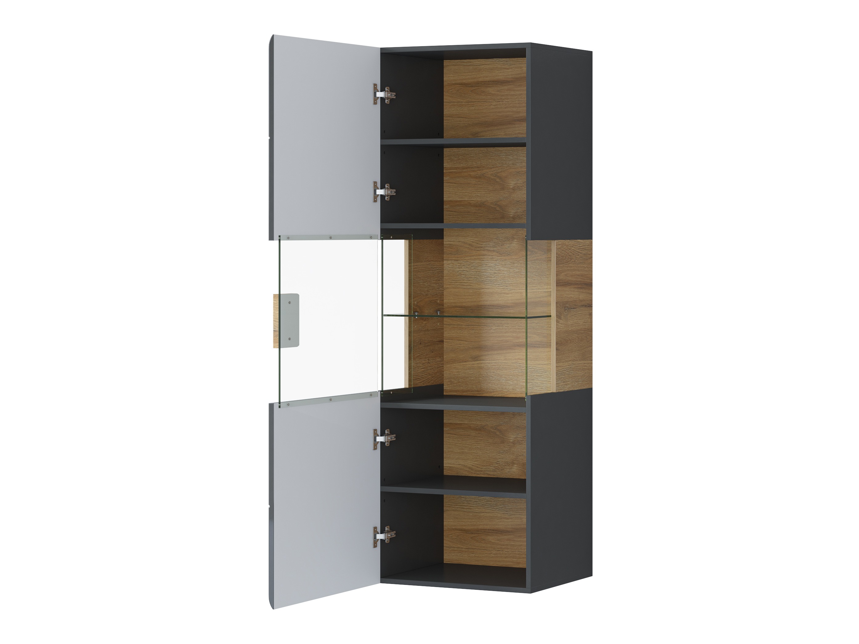 Estante de parede Torsone 109 (Antracite + Gloss antracite + Carvalho Grandson)
