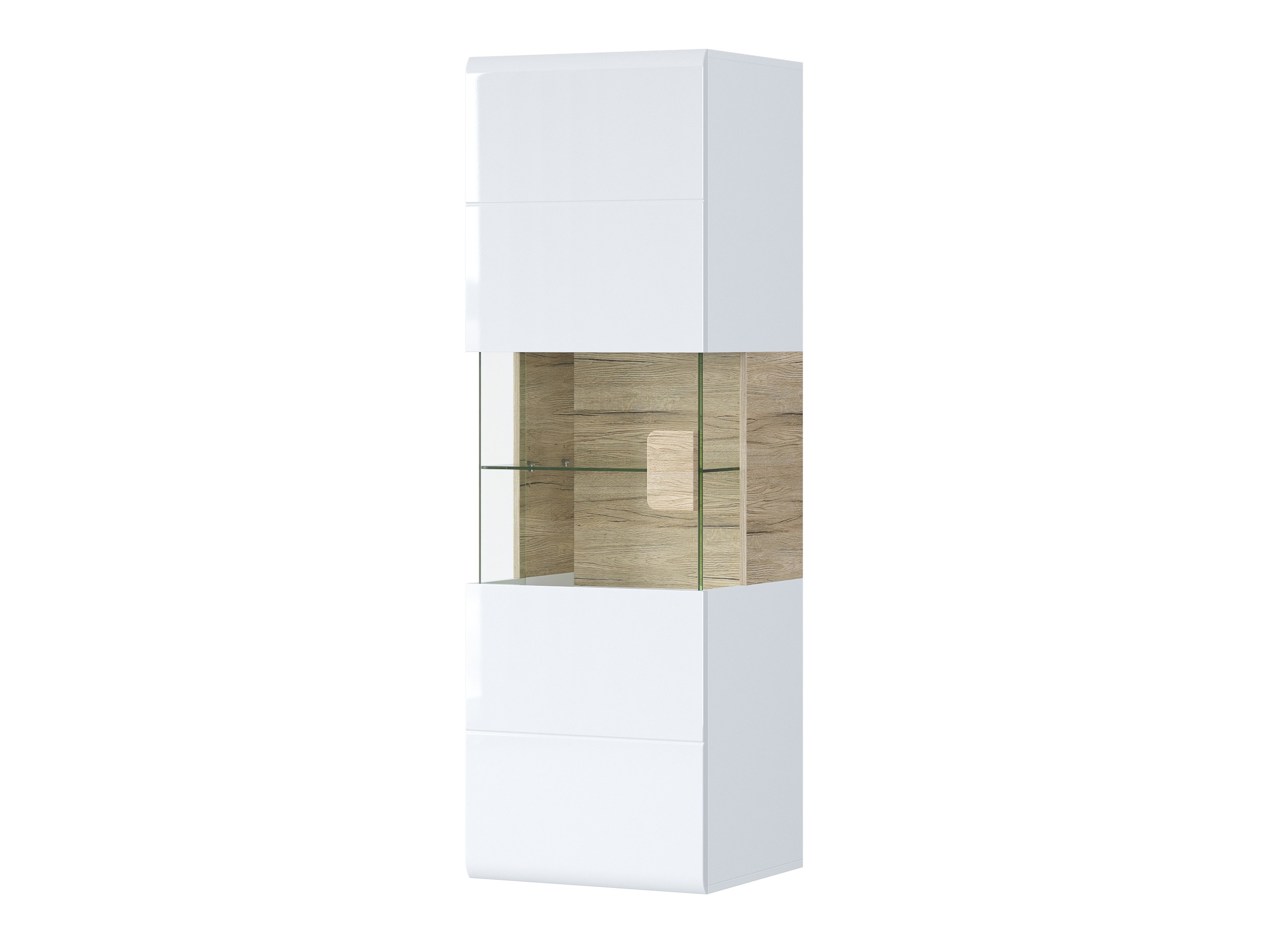 Estante de parede Torsone 109 (Branco + Branco brilhante + Carvalho de san remo)