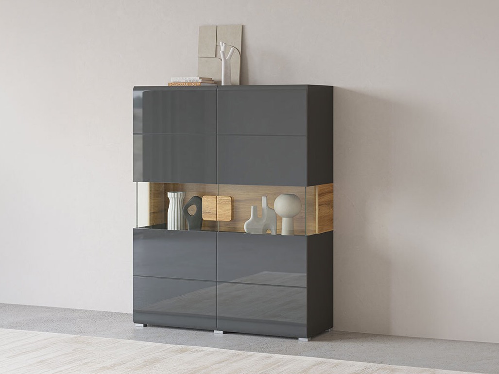 Estante Torsone 107 (Antracite + Gloss antracite + Carvalho Grandson)
