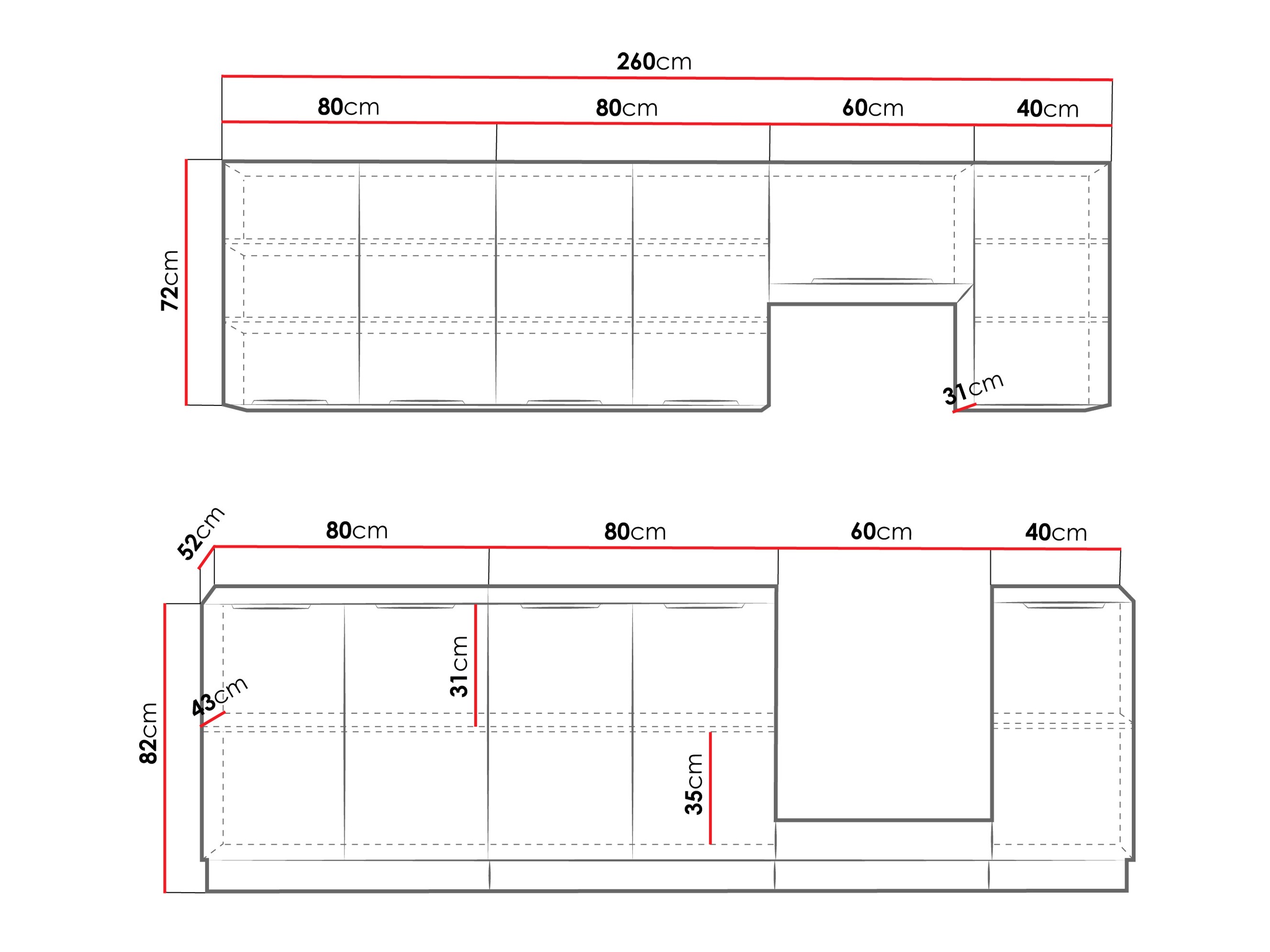 Conjunto de cozinha modular Sole 158