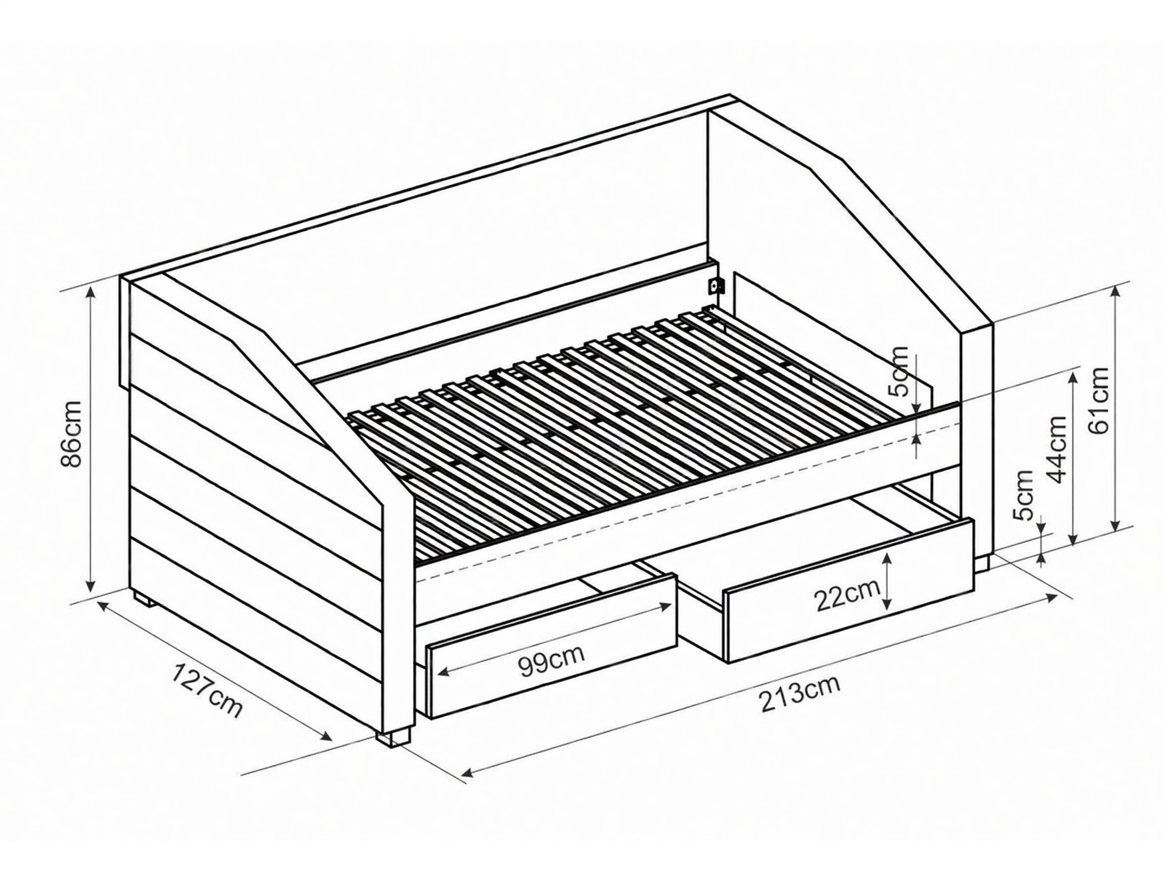 Cama Detroit 443 (Cinzento)