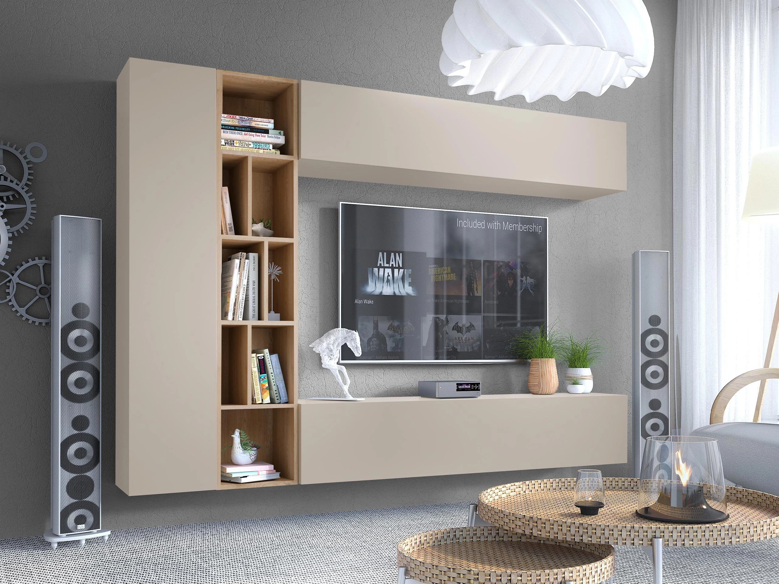 Conjunto para sala de estar Comfivo Natura (Caxemira + Carvalho Artisan)