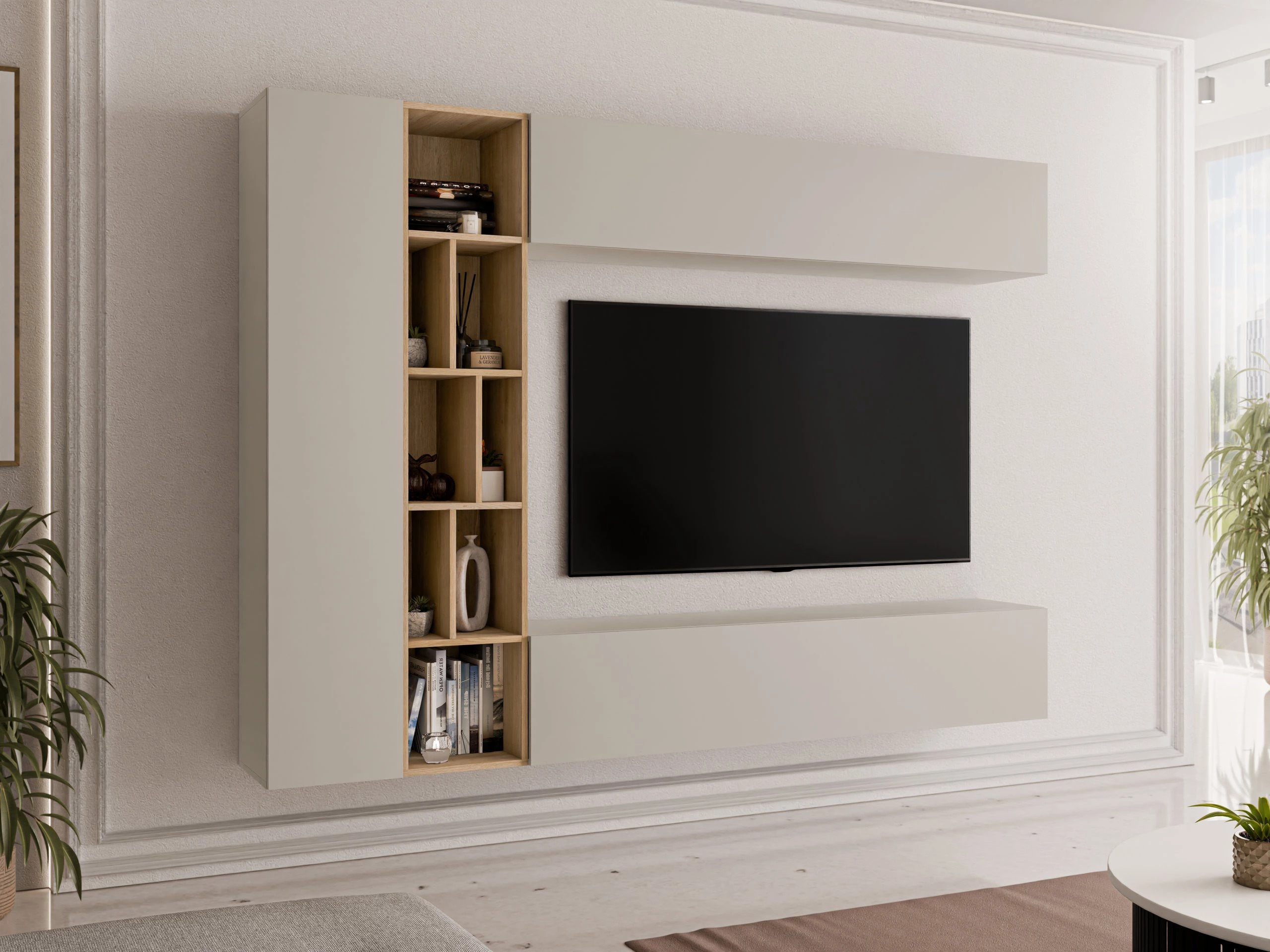 Conjunto para sala de estar Comfivo Natura (Caxemira + Carvalho Artisan)