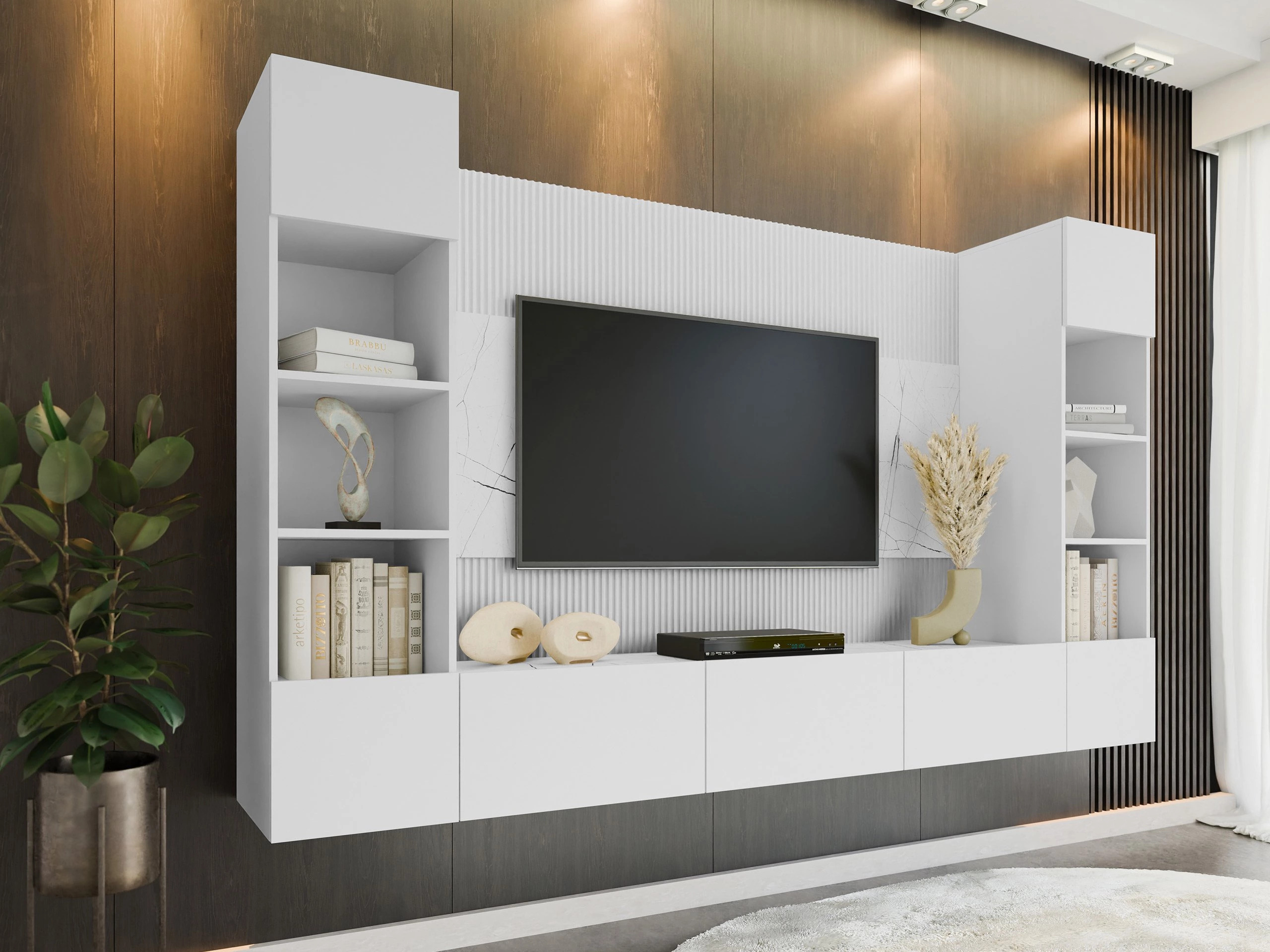 Conjunto para sala de estar Comfivo Salix I (Branco + Marmore branco)