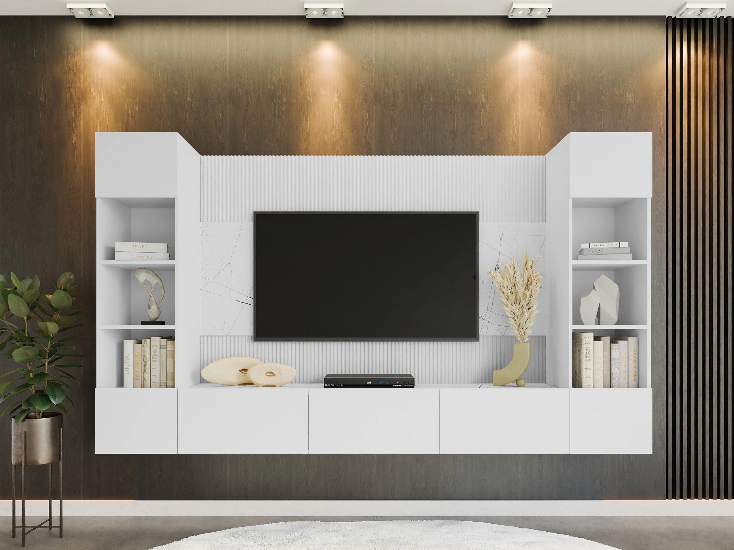 Conjunto para sala de estar Comfivo Salix I (Branco + Marmore branco)