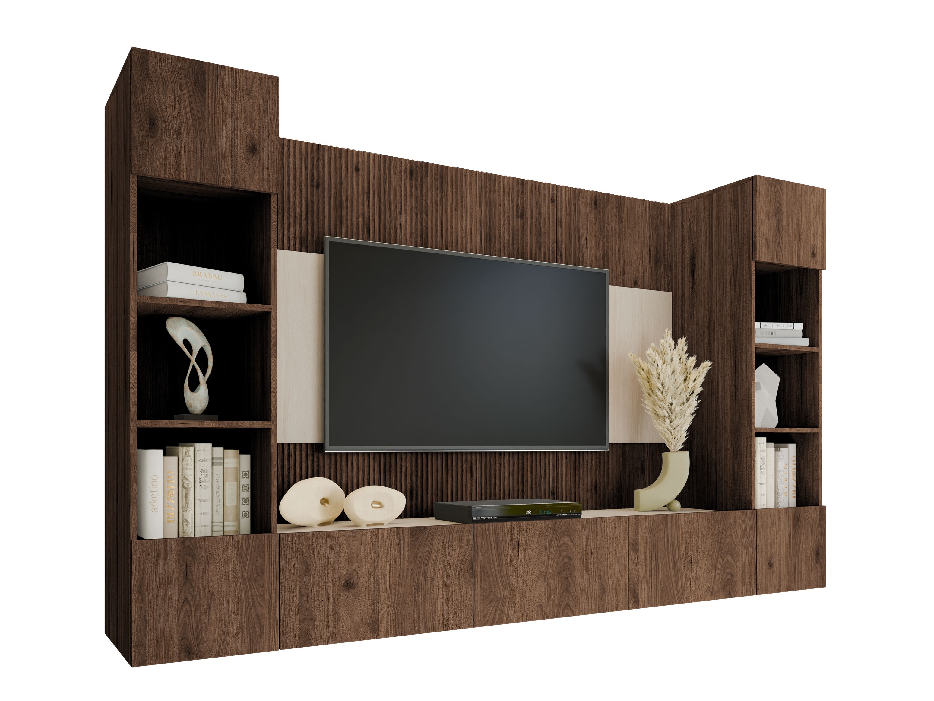 Conjunto para sala de estar Comfivo Salix I (Nogueira + Claro Travertine)