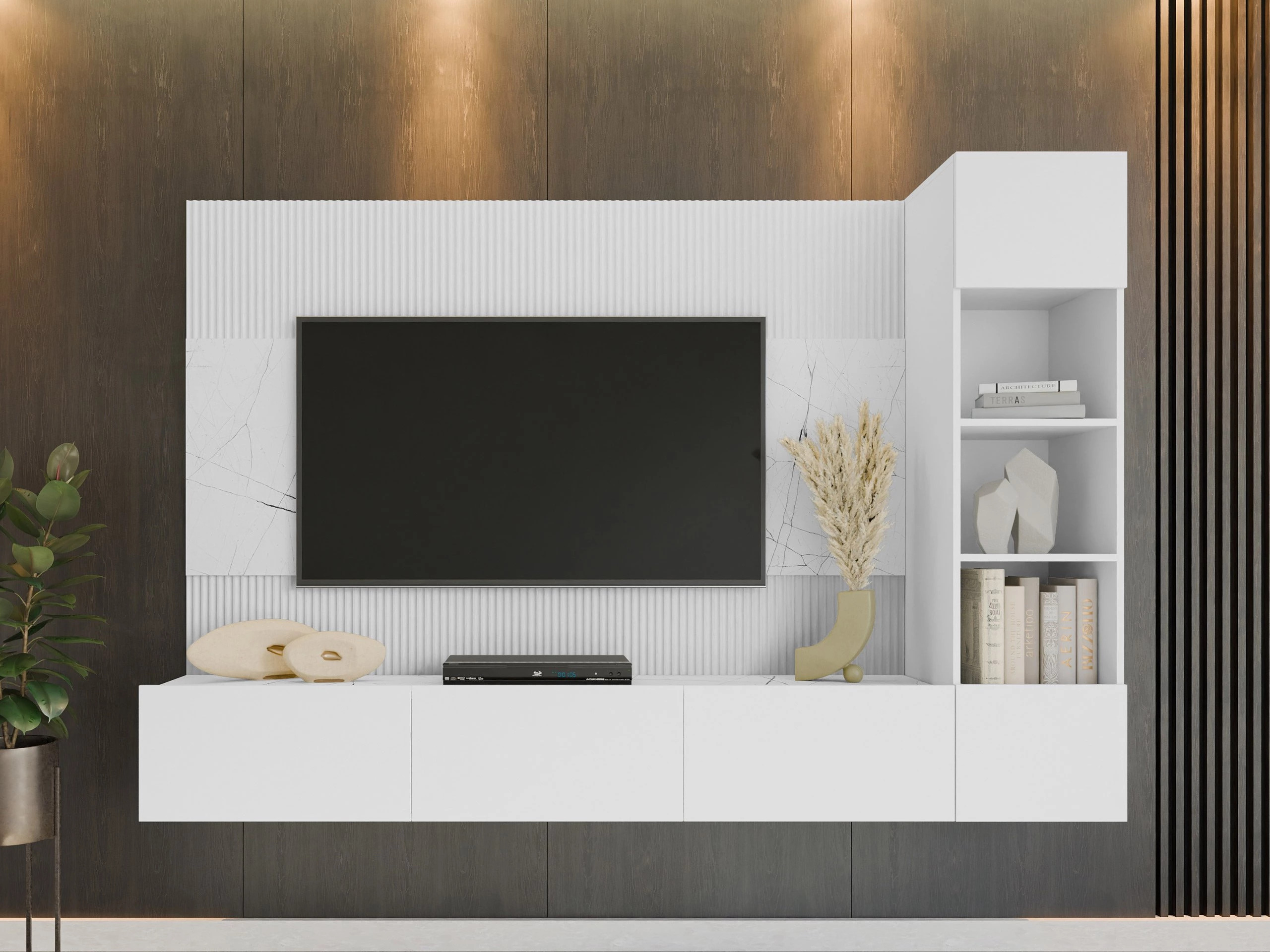 Conjunto para sala de estar Comfivo Salix II (Branco + Marmore branco)