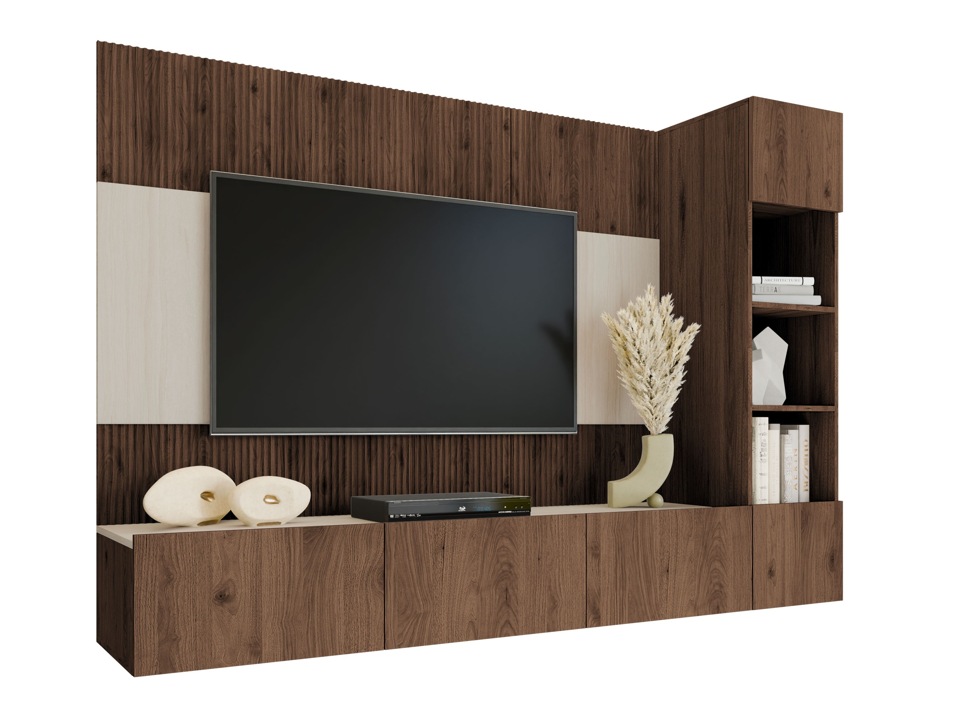 Conjunto para sala de estar Comfivo Salix II (Nogueira + Claro Travertine)