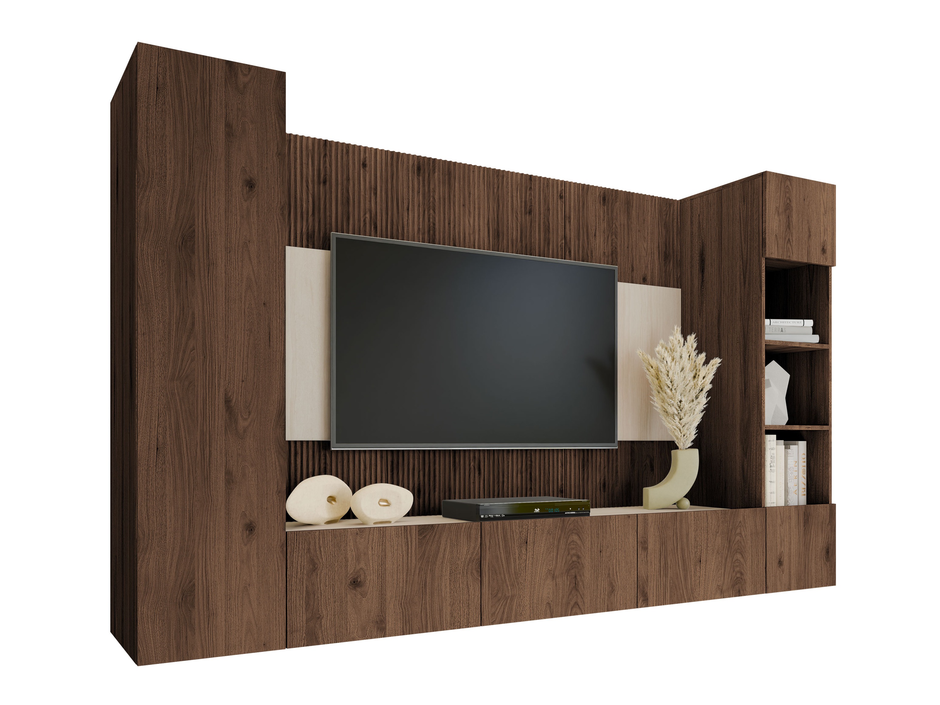 Conjunto para sala de estar Comfivo Salix IV (Nogueira + Claro Travertine)