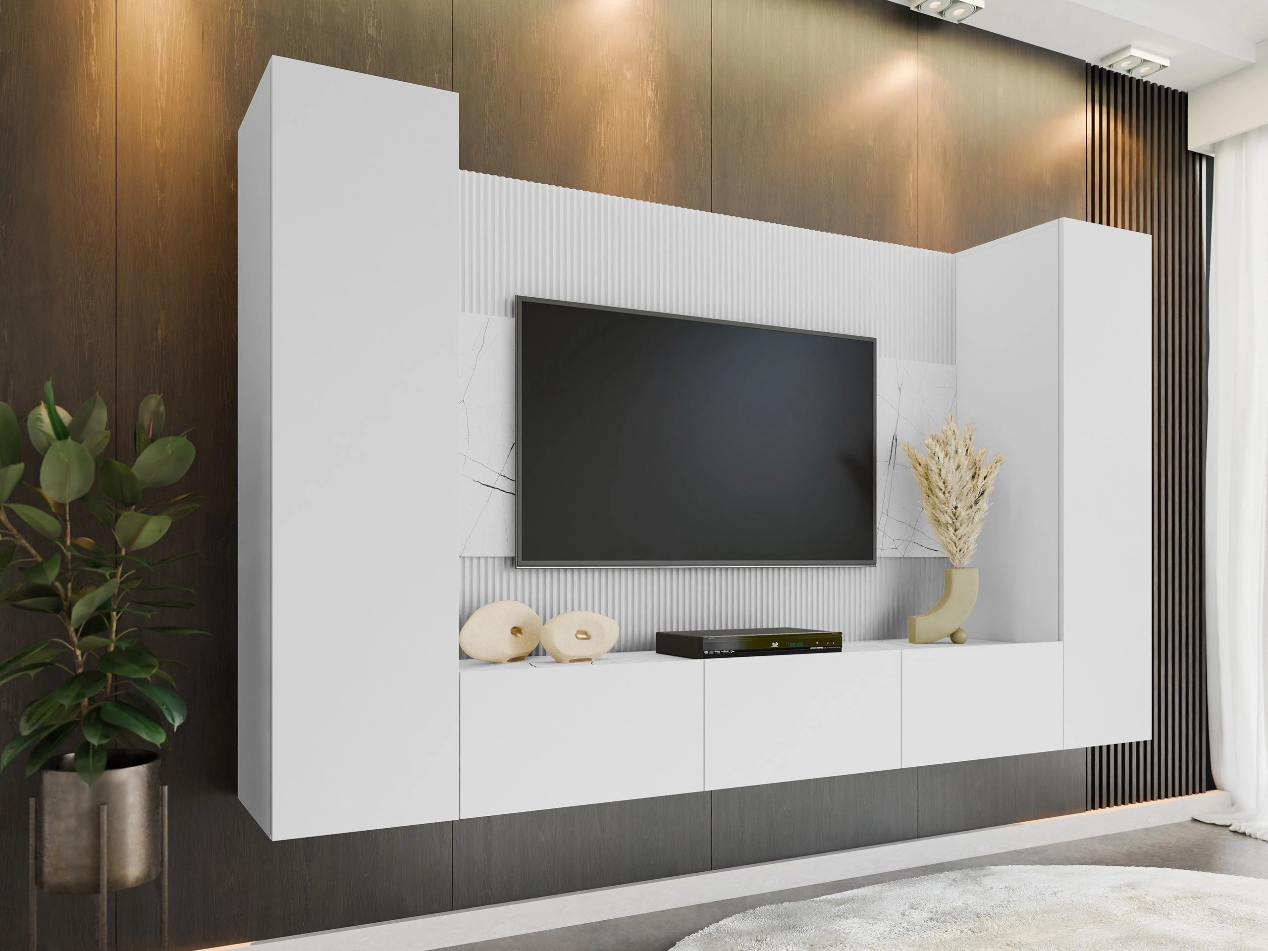 Conjunto para sala de estar Comfivo Salix V (Branco + Marmore branco)