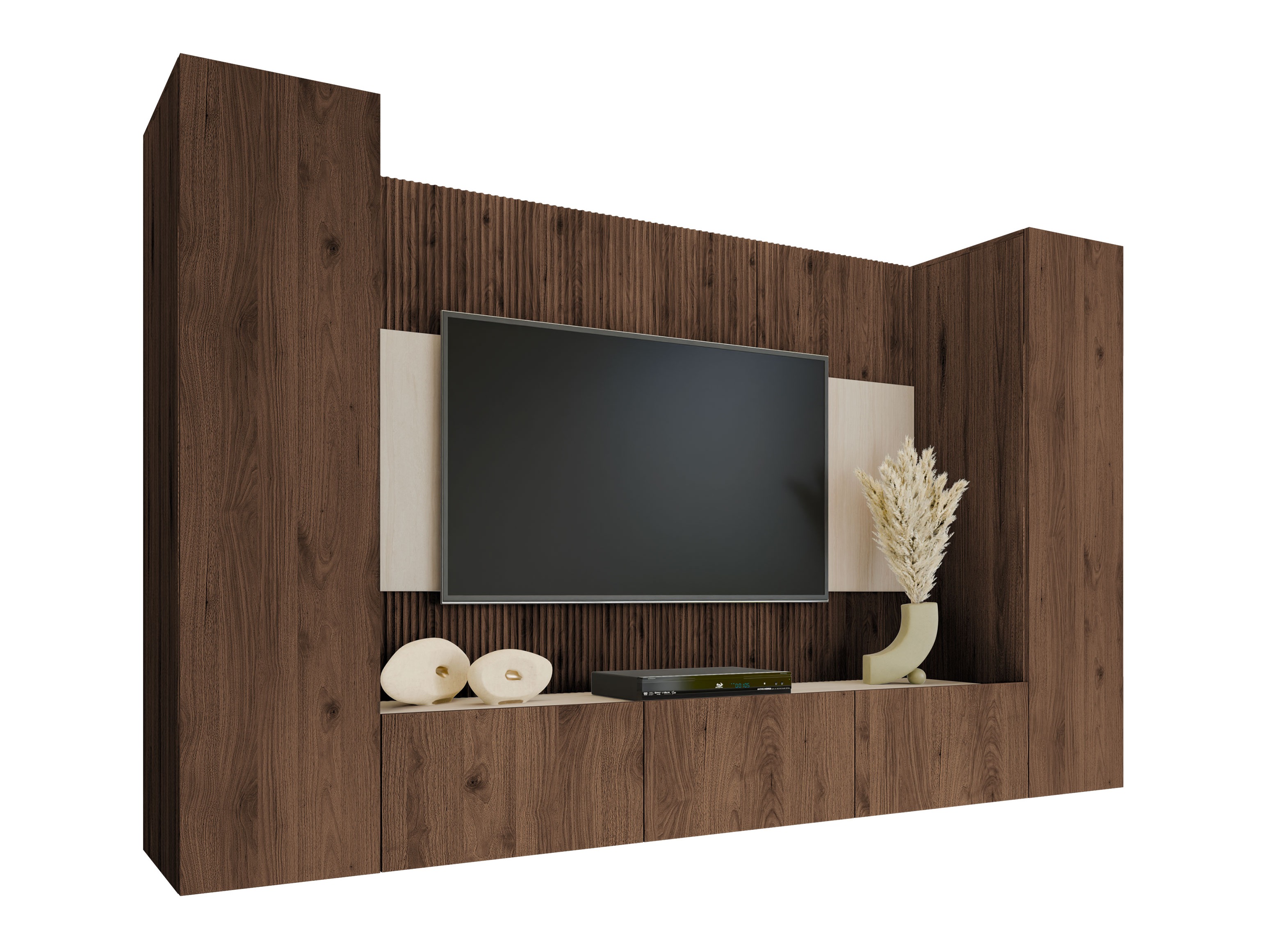 Conjunto para sala de estar Comfivo Salix V (Nogueira + Claro Travertine)