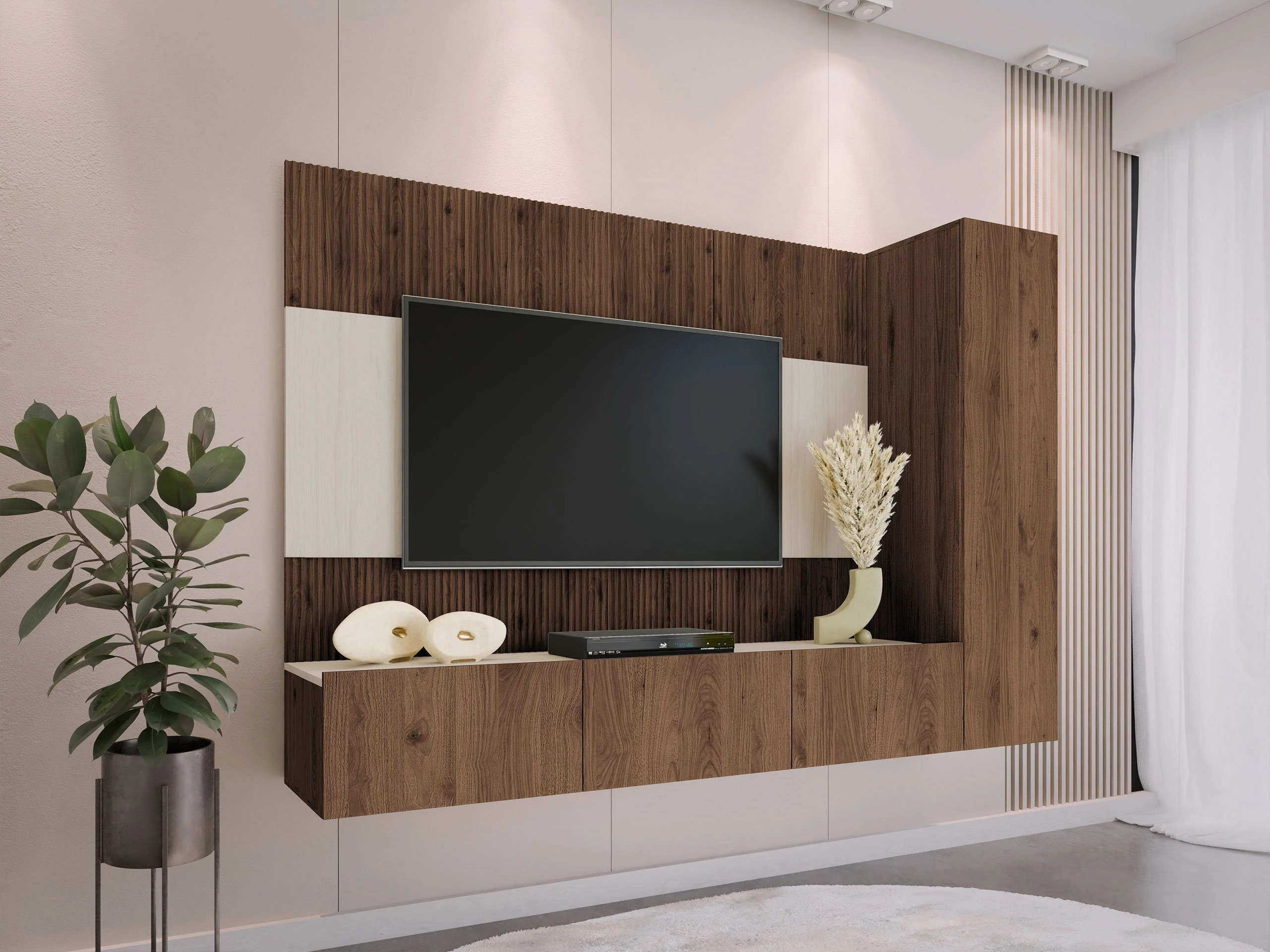 Conjunto para sala de estar Comfivo Salix VI (Nogueira + Claro Travertine)