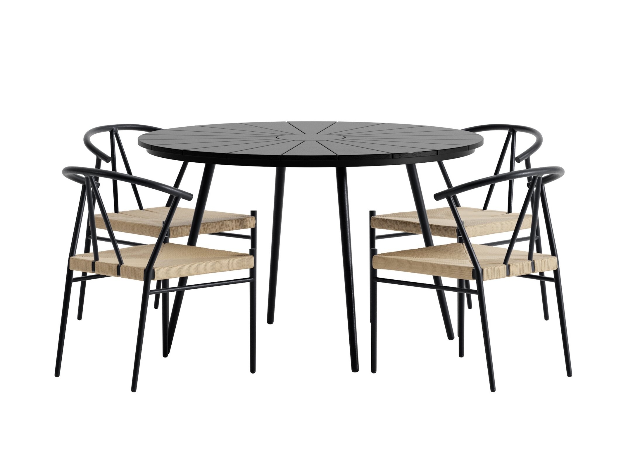 Conjunto de mesa e cadeiras Dallas 5254 (Preto + bege)