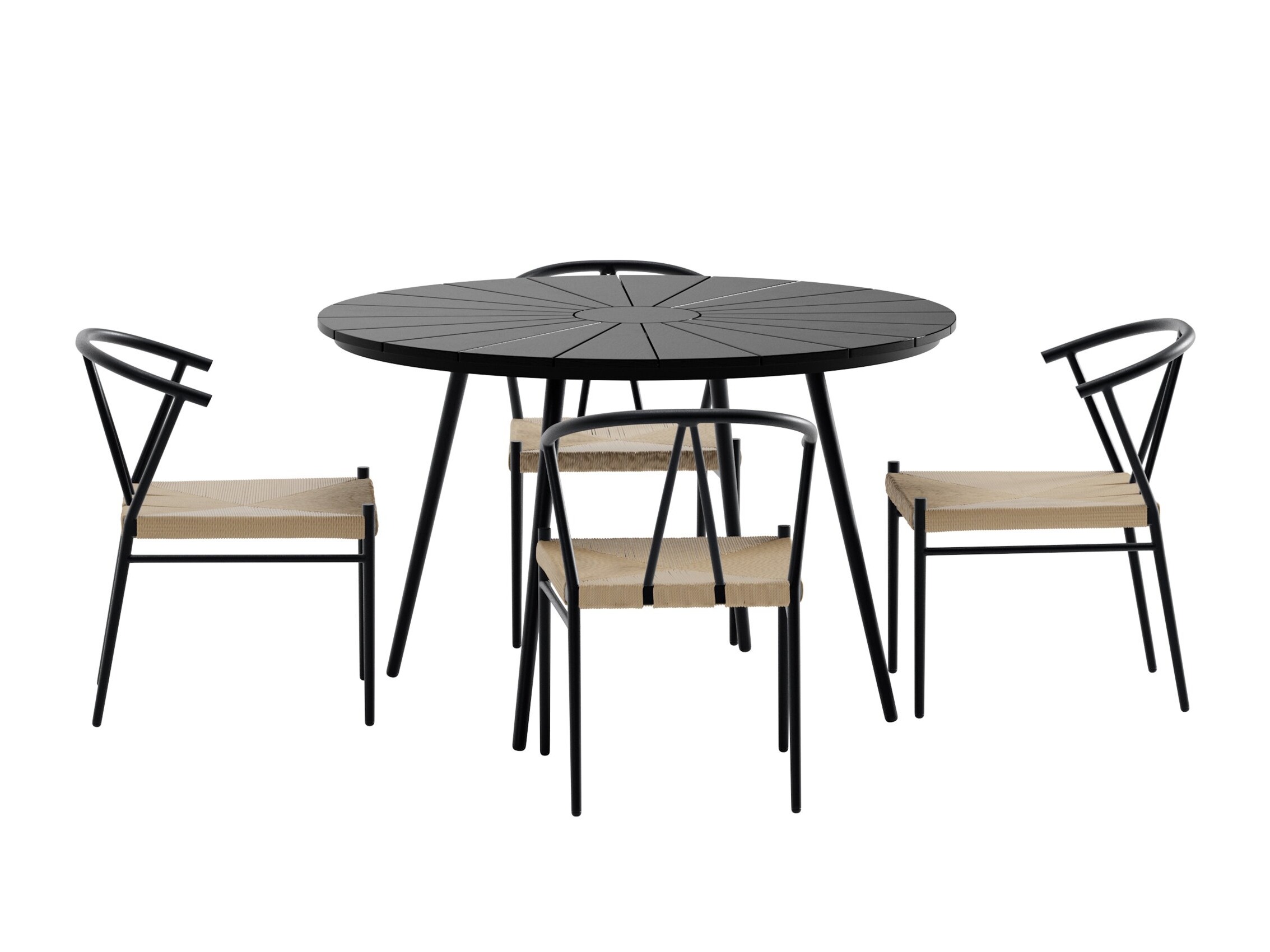 Conjunto de mesa e cadeiras Dallas 5254 (Preto + bege)