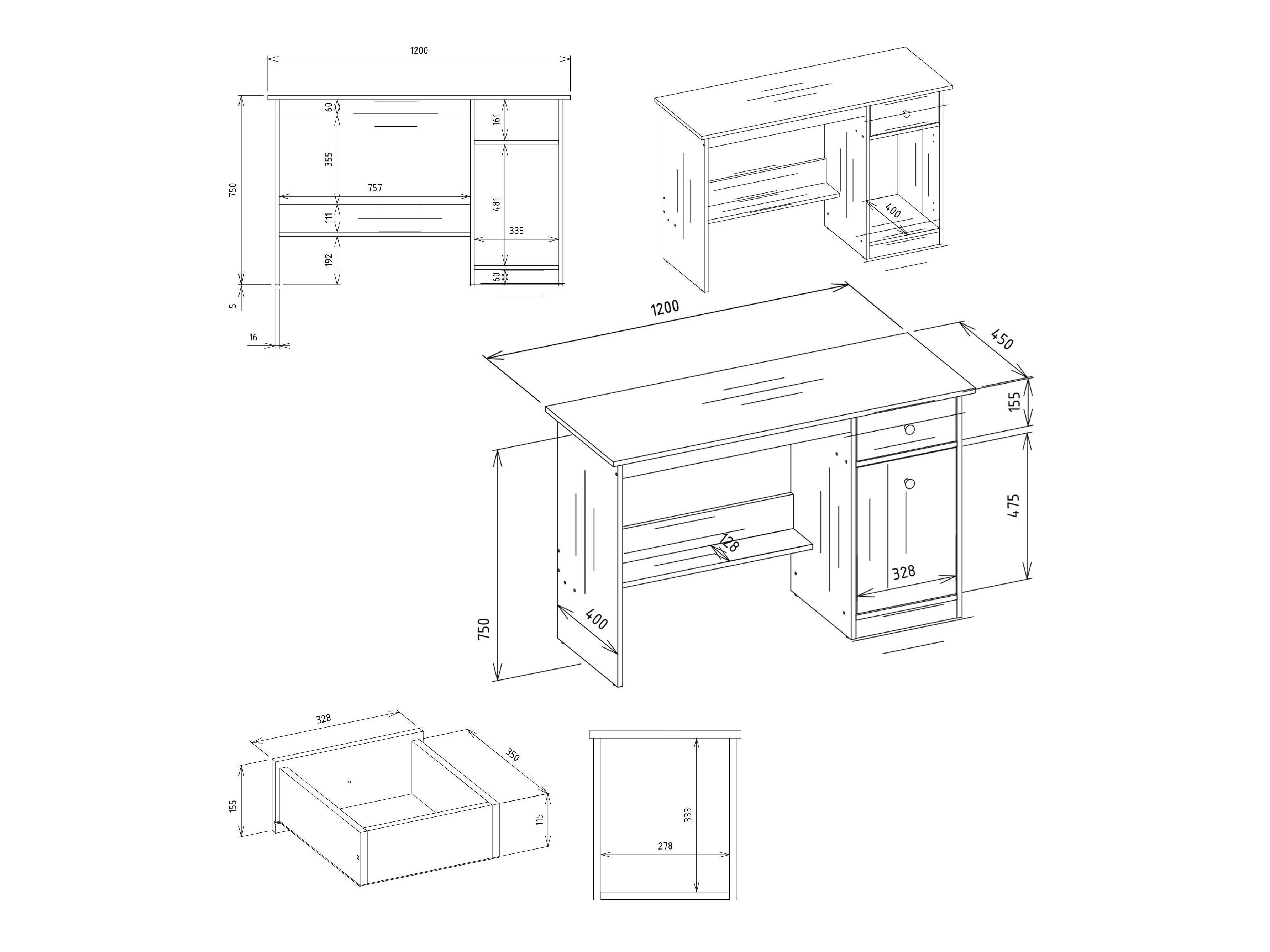 Mesa de escritório Mandeville 376 (Branco)