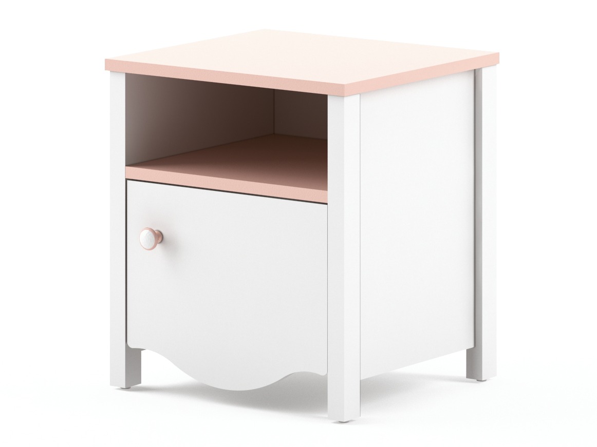 Mesa de cabeceira Velferi 117 (Branco + Rosa)