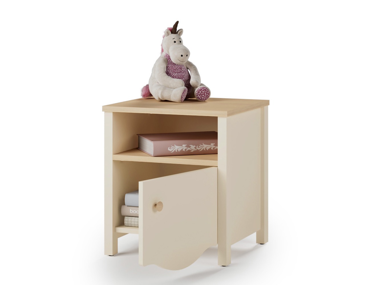 Mesa de cabeceira Velferi 117 (Branco + Rosa)
