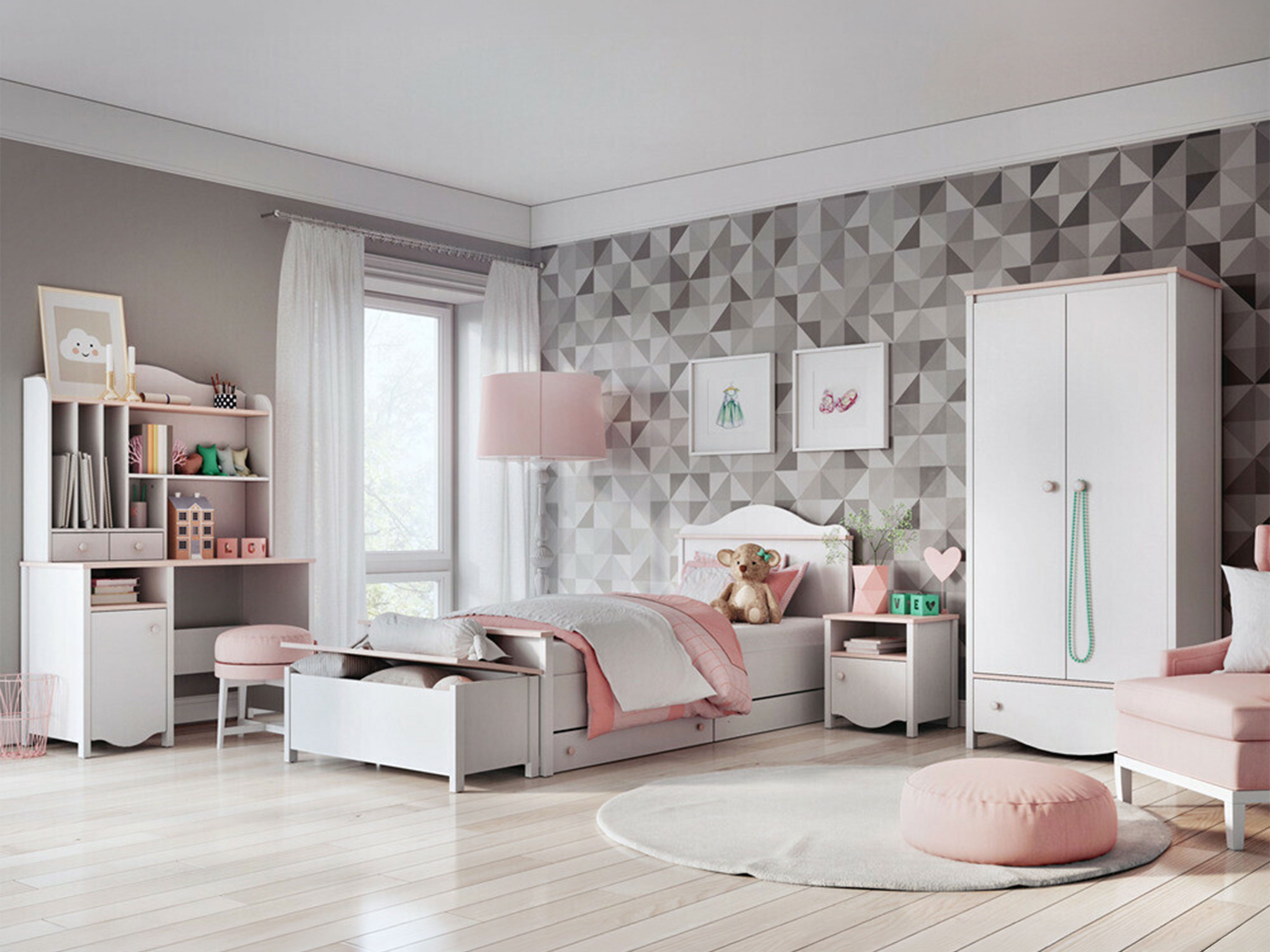 Mesa de escritório Velferi 114 (Branco + Rosé)