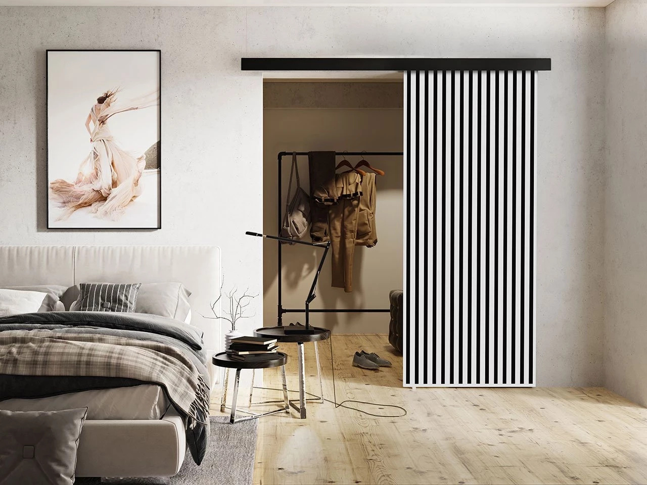 Porta de correr Dover 202 (Branco + Preto)