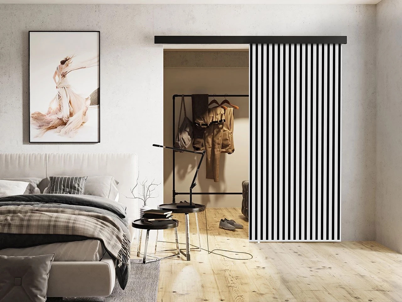 Porta de correr Dover 203 (Branco + Preto)