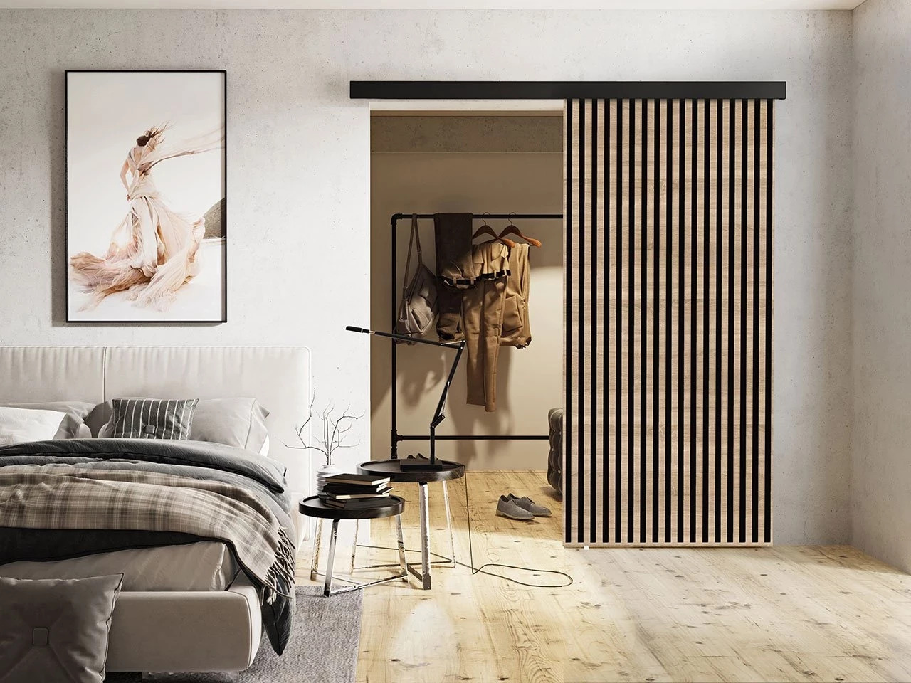 Porta de correr Dover 203 (Carvalho sonoma + Preto)