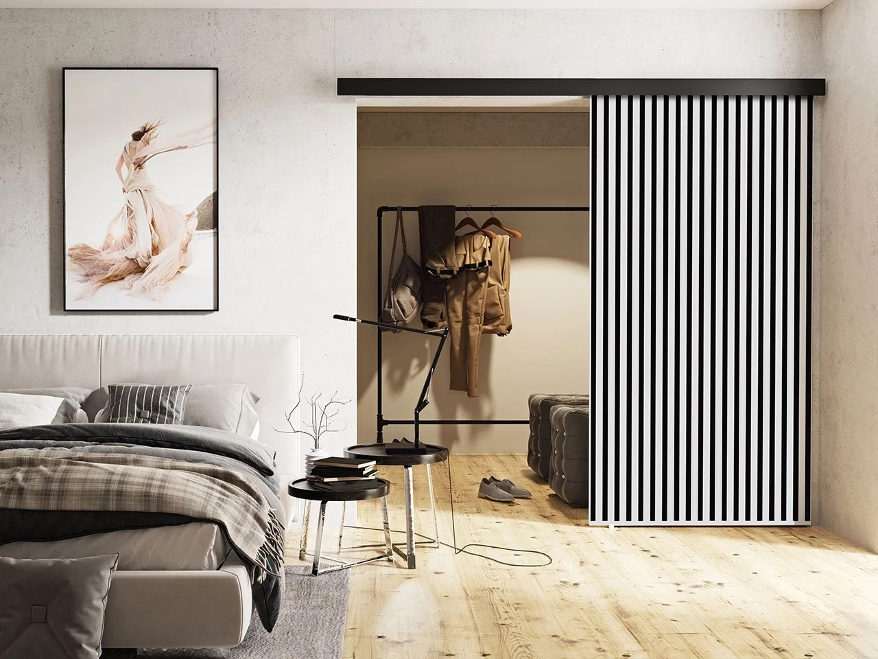 Porta de correr Dover 204 (Branco + Preto)