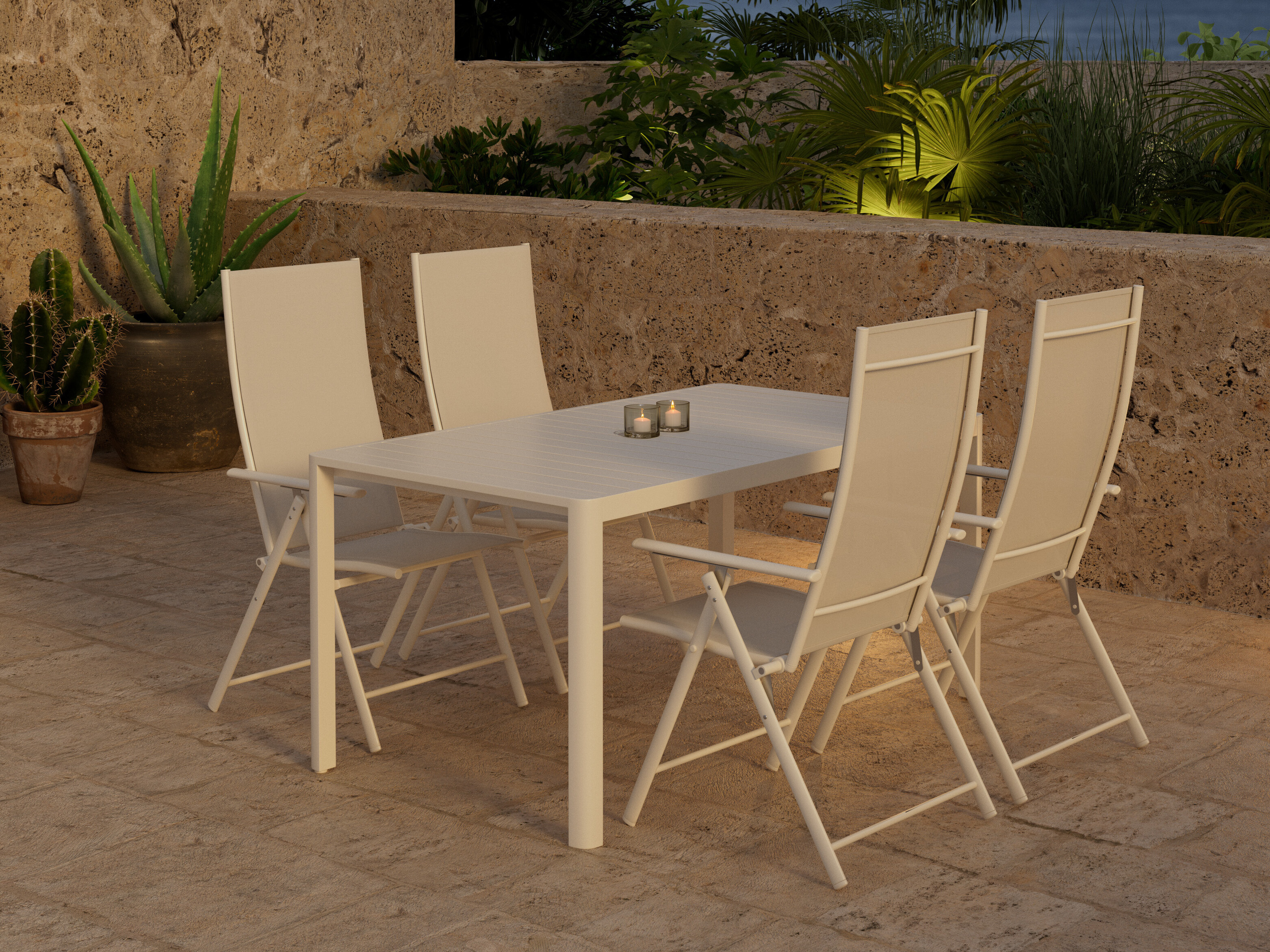Conjunto de mesa e cadeiras Dallas 5255 (Bege)