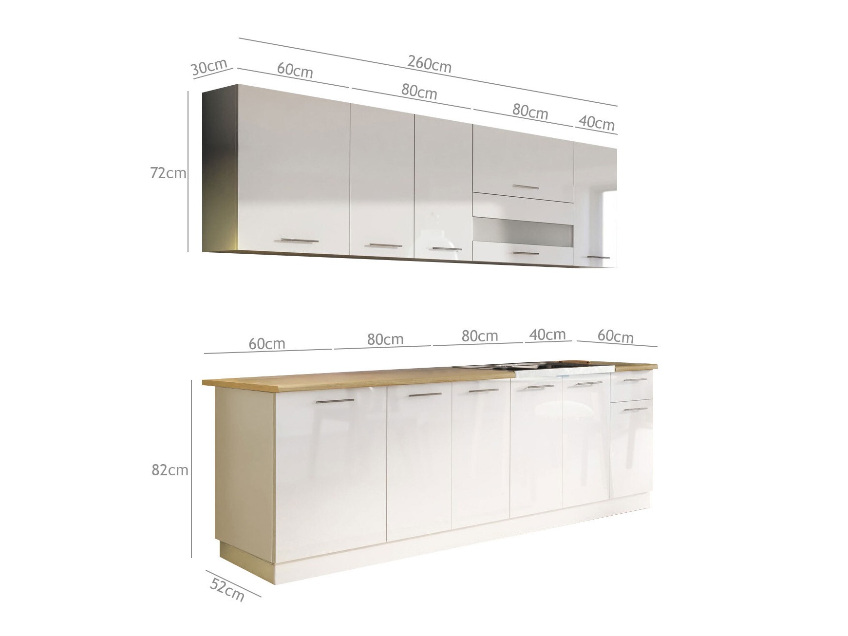 Conjunto de cozinha modular Tiffa White 121