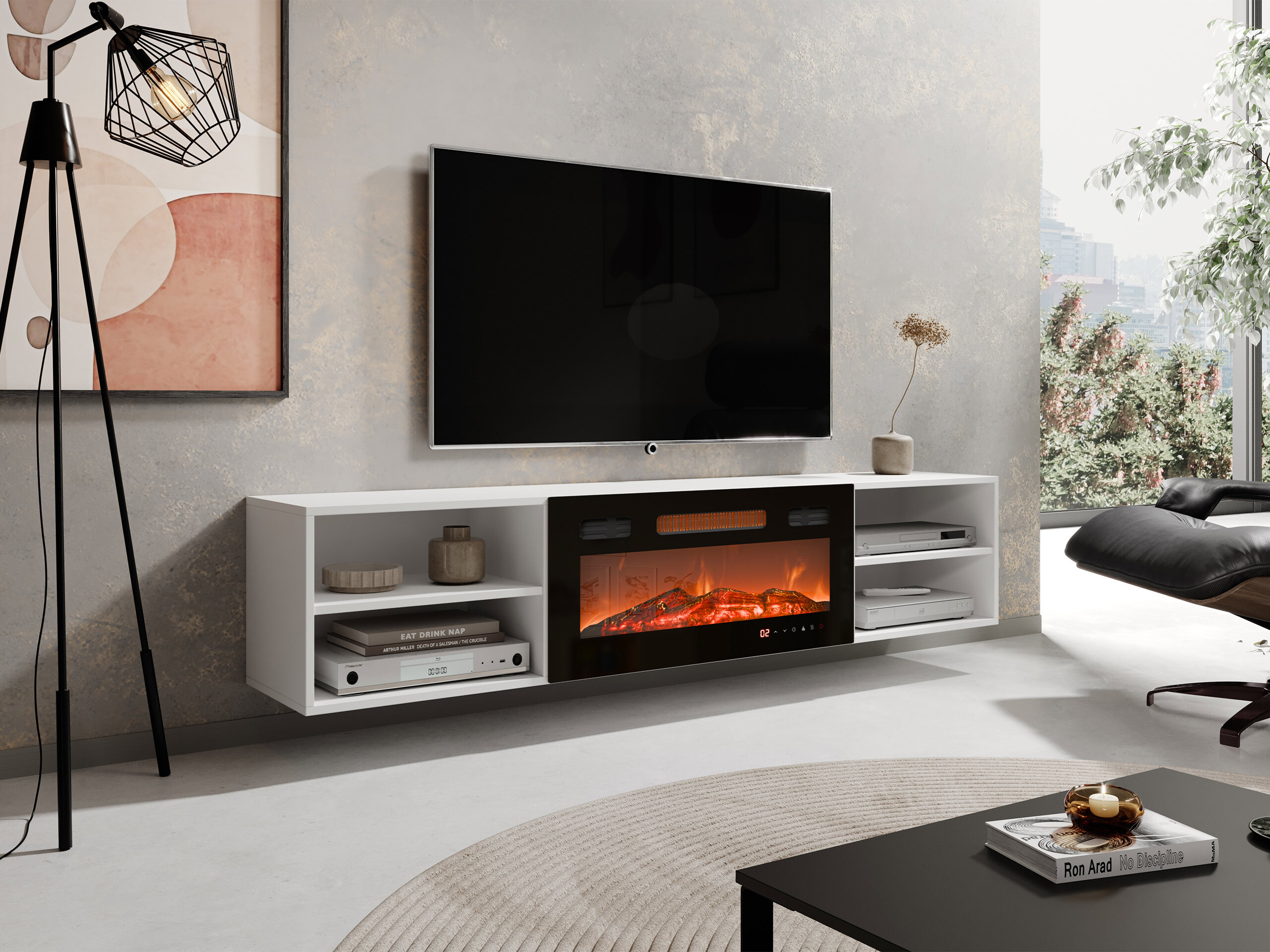 Móvel de TV Charlotte 190 (Branco + Preto)