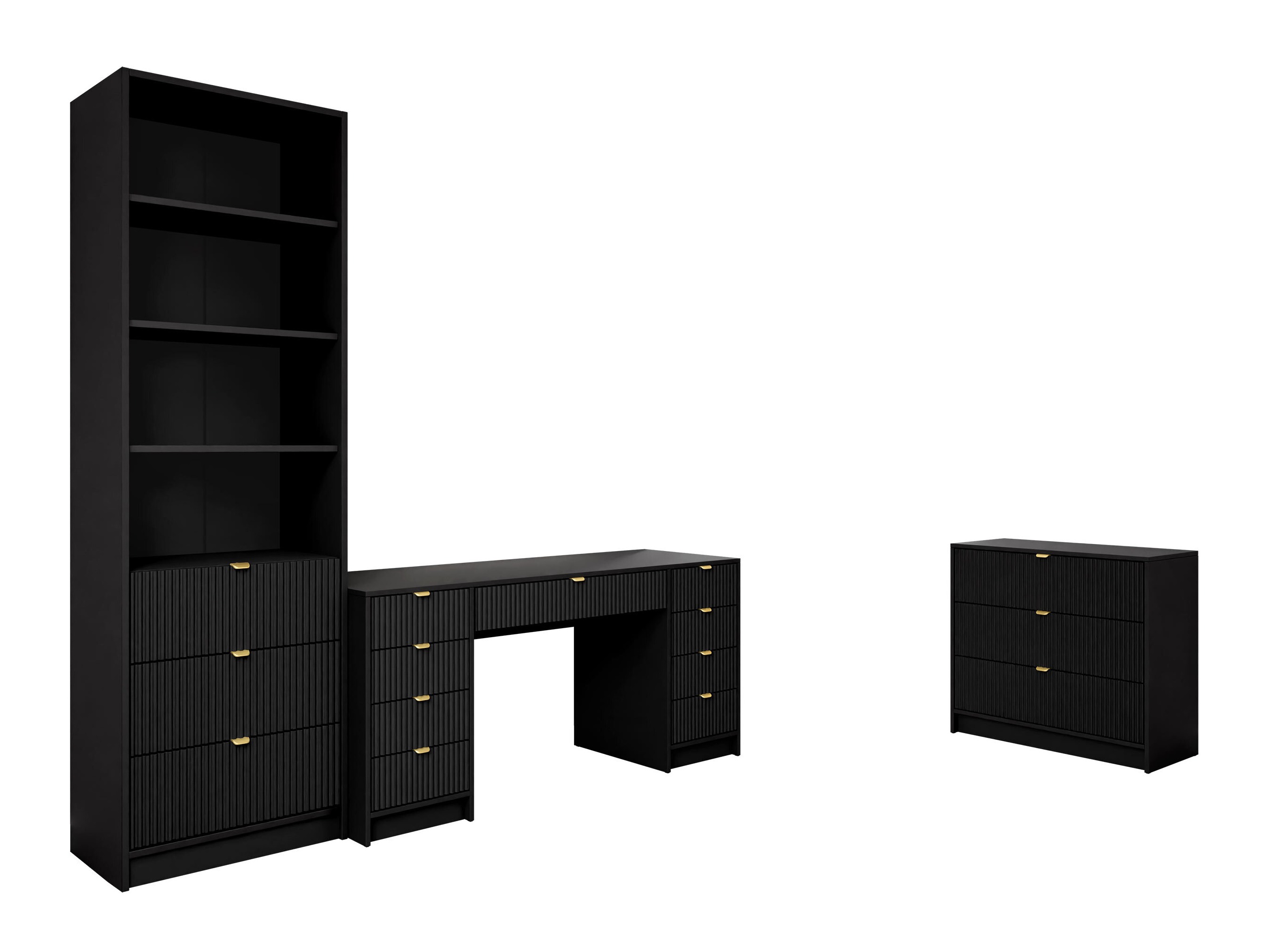 Conjunto para escritório em casa Comfivo Papilio VI (Preto)