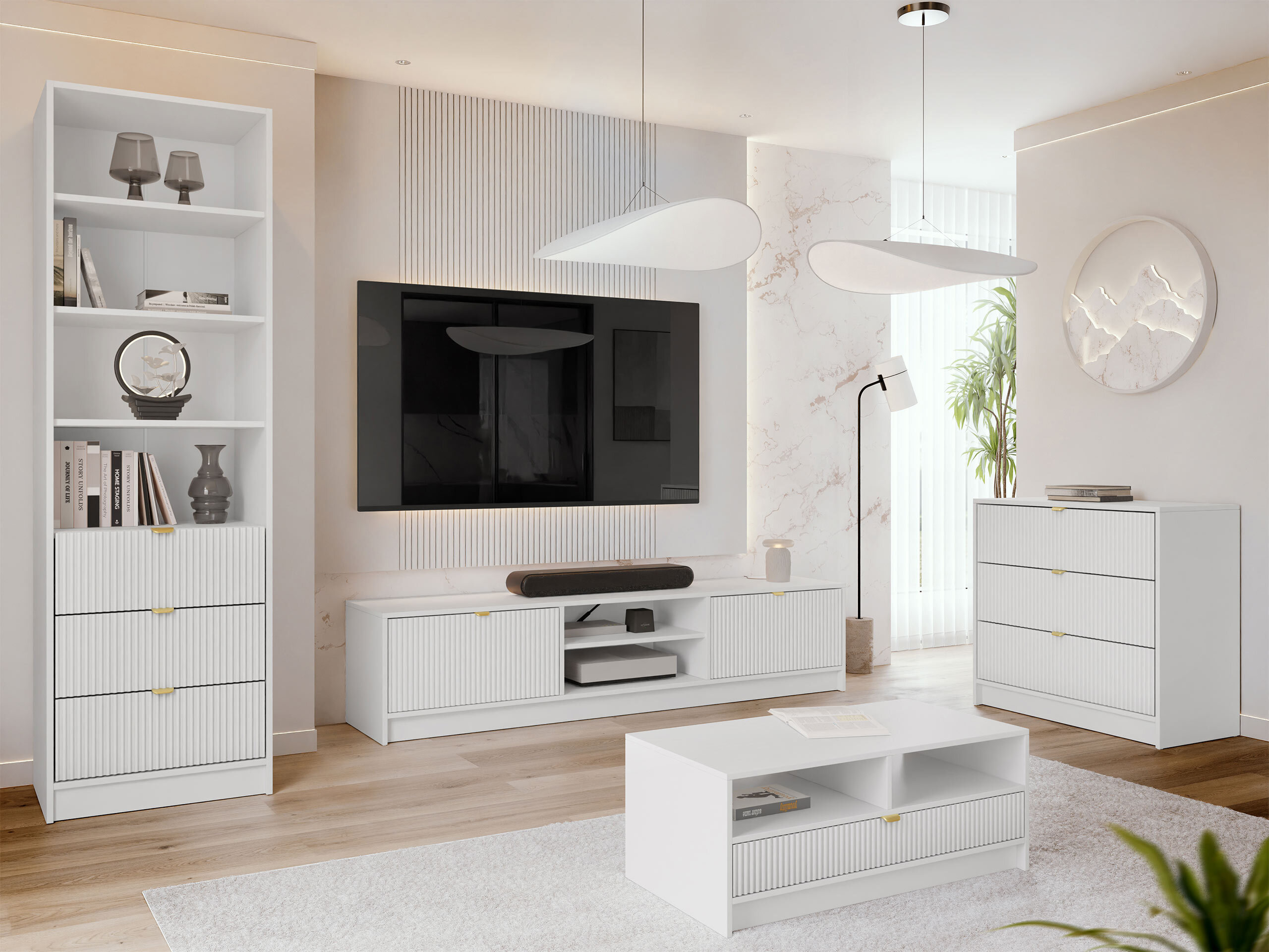 Conjunto para sala de estar Comfivo Papilio VII (Branco)