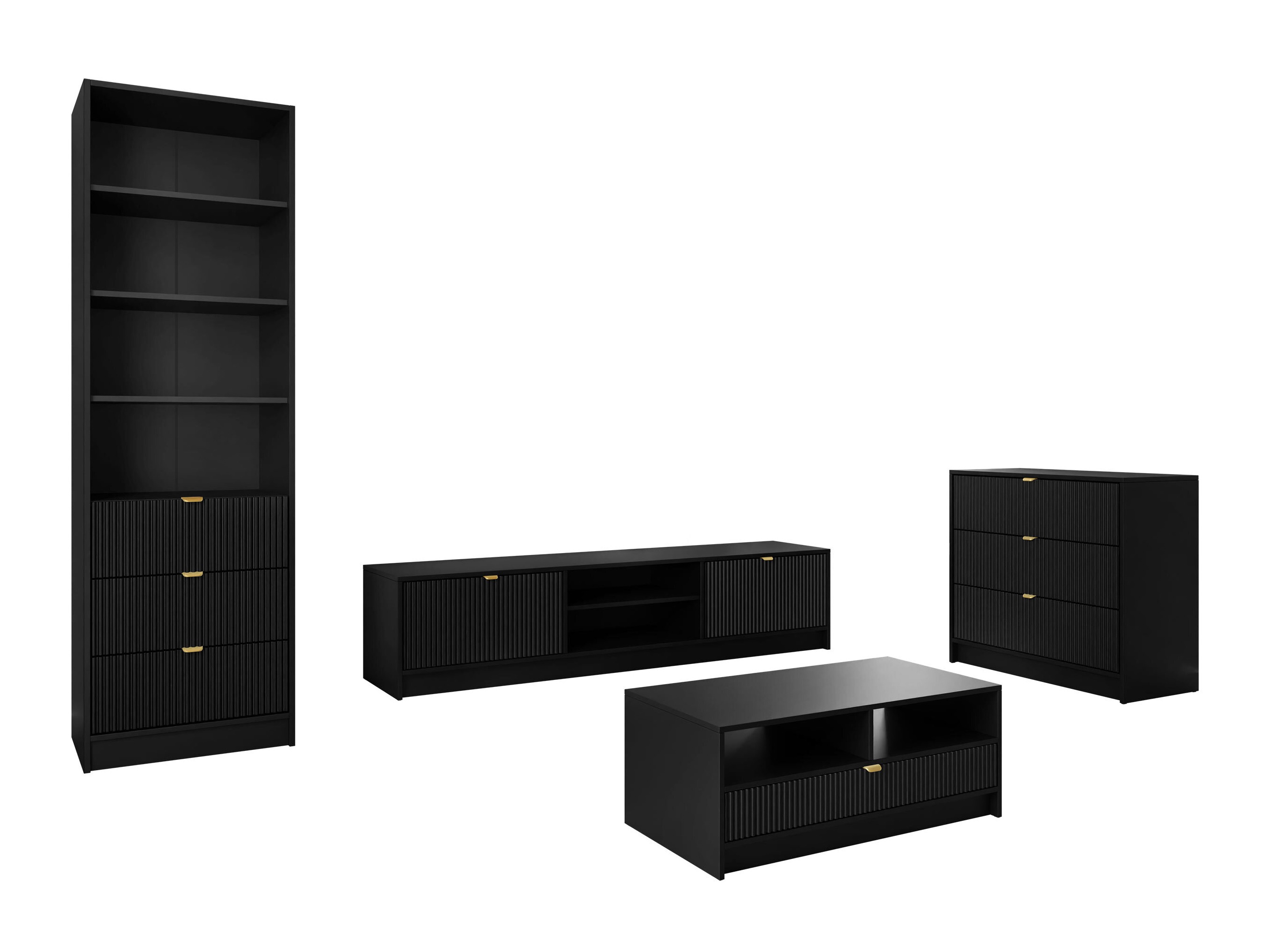 Conjunto para sala de estar Comfivo Papilio VII (Preto)