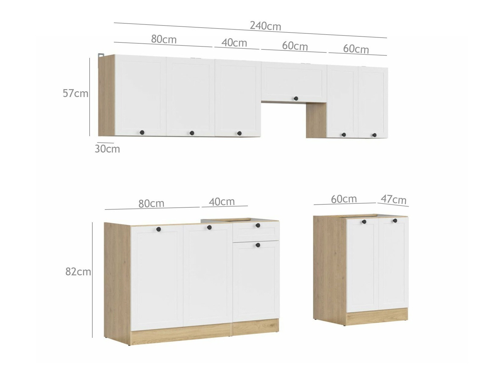 Conjunto de cozinha modular Classic White Oak 118