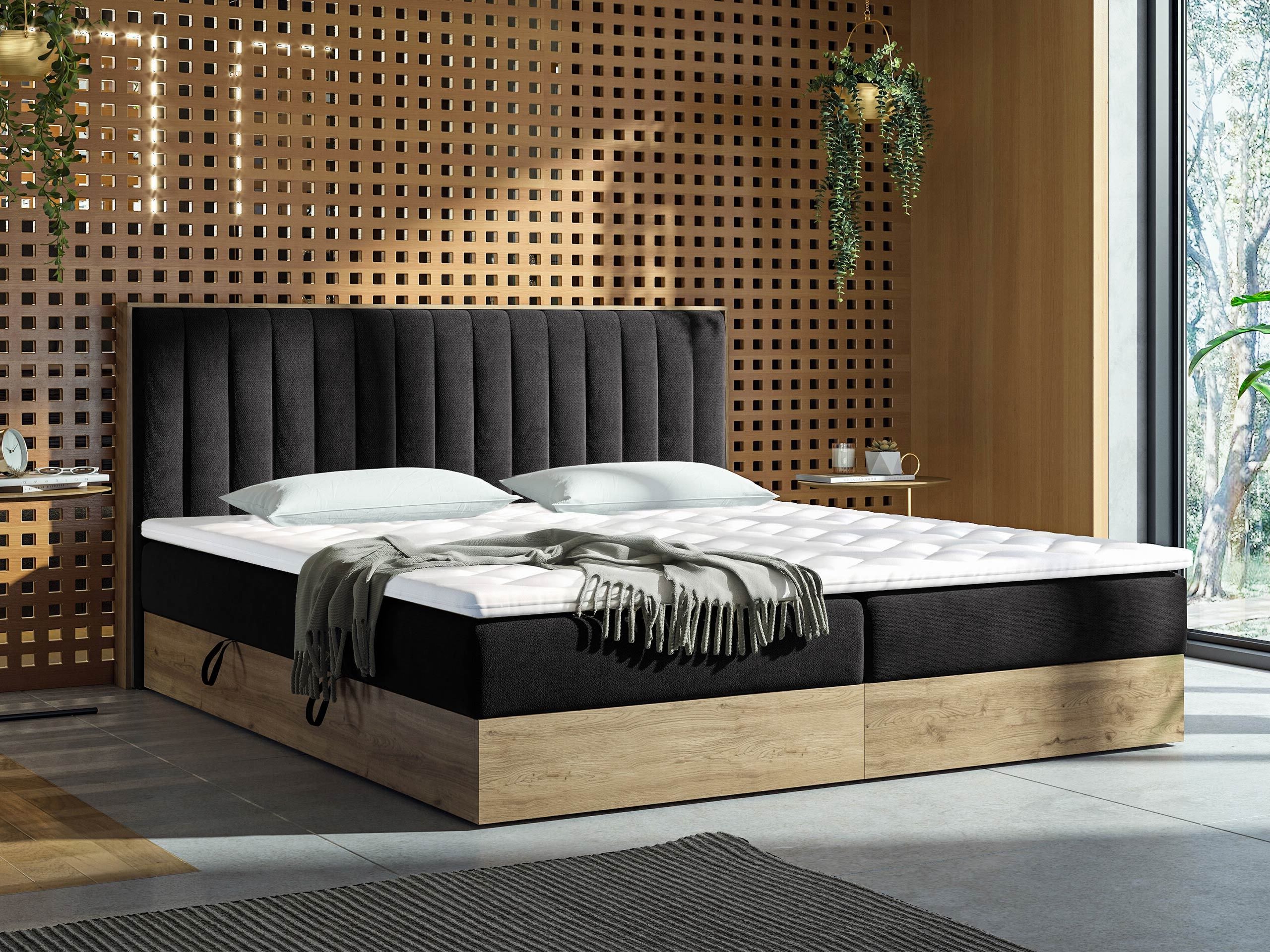 Cama continental ComfiDream Odelra (Carvalho dourado + Soro 100)