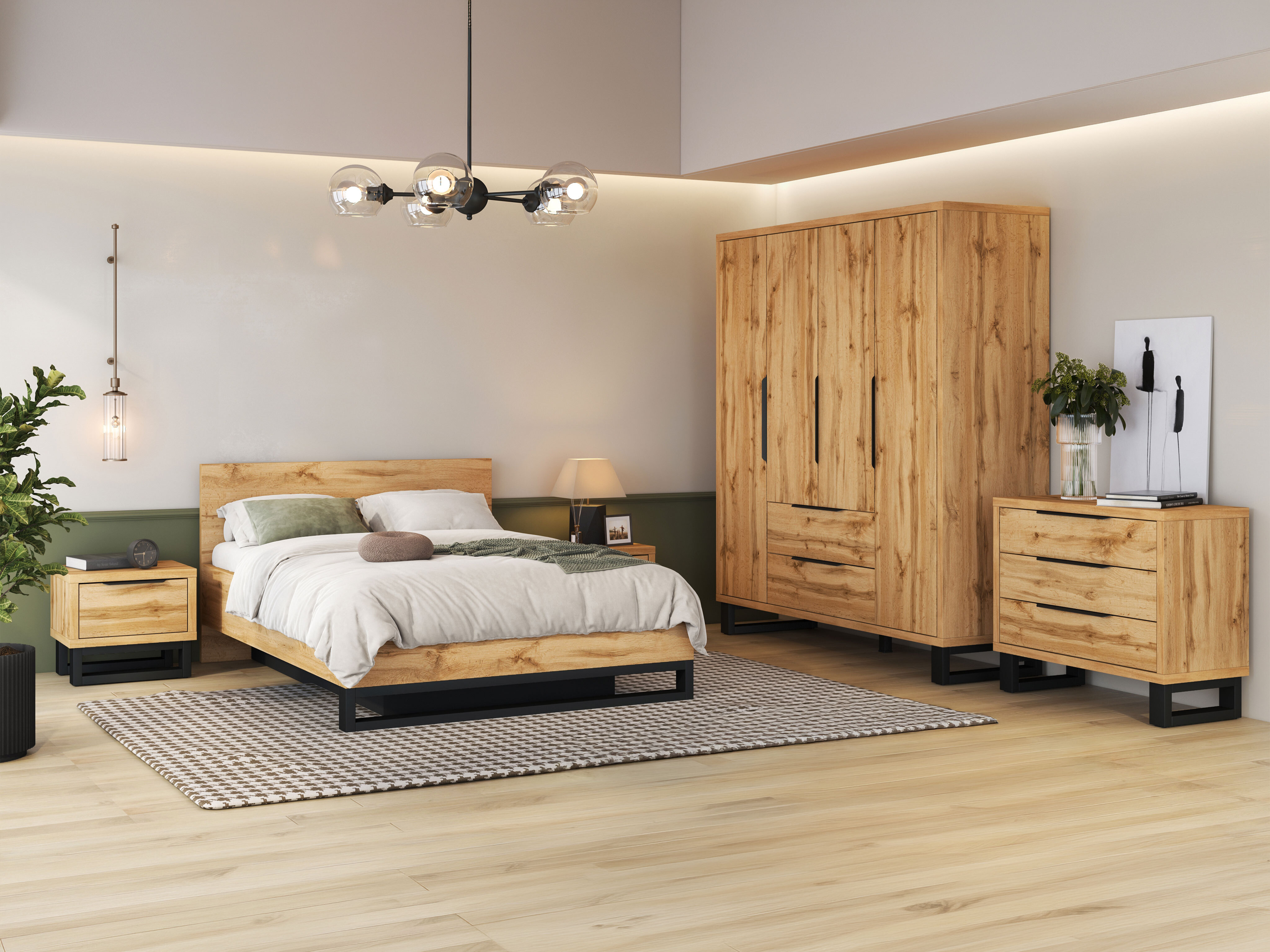 Cama Avicavu 118 (Carvalho wotan + Preto)