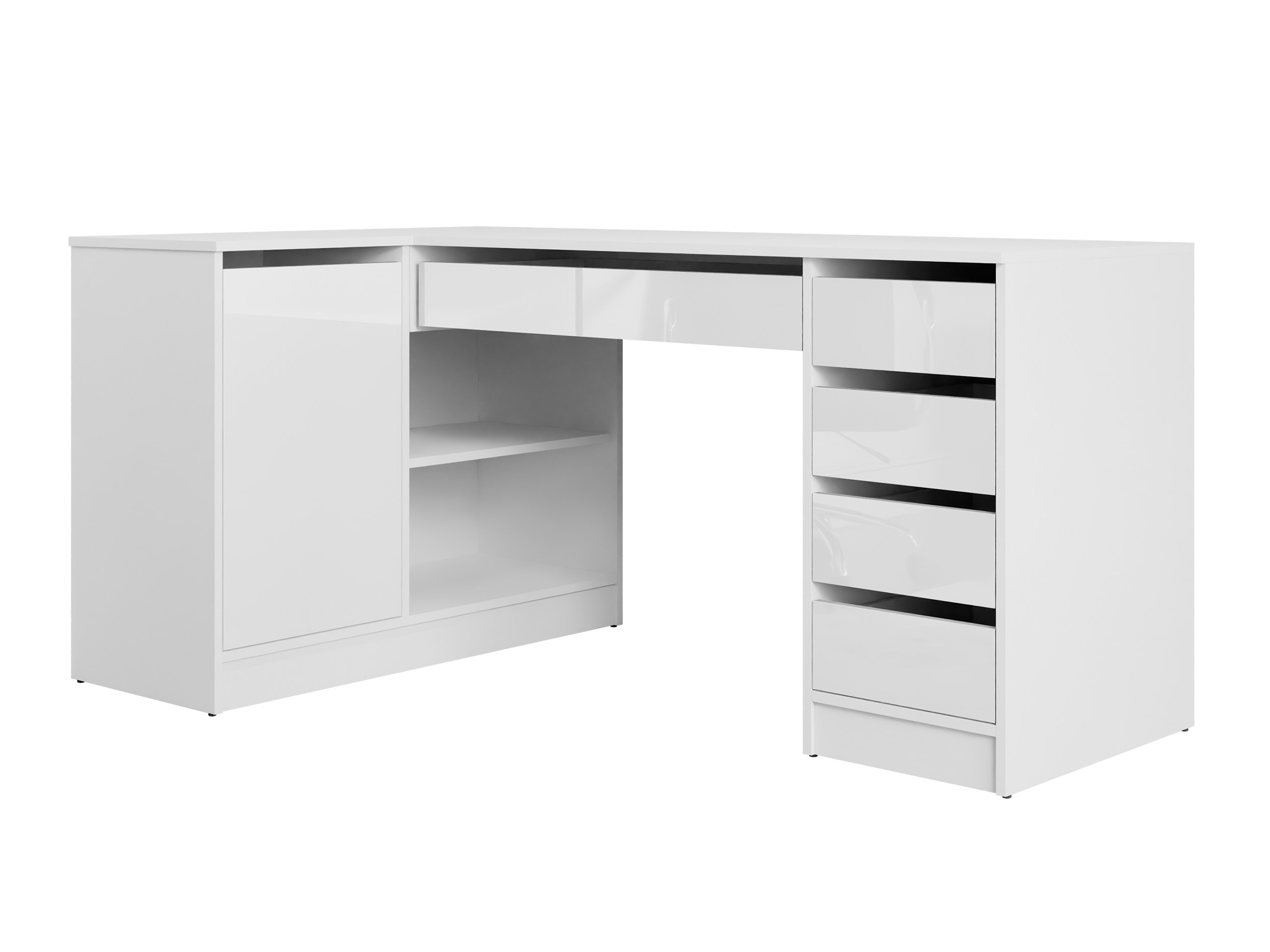 Mesa de escritório para cantos Comfivo Terros III (Branco brilhante + Branco)