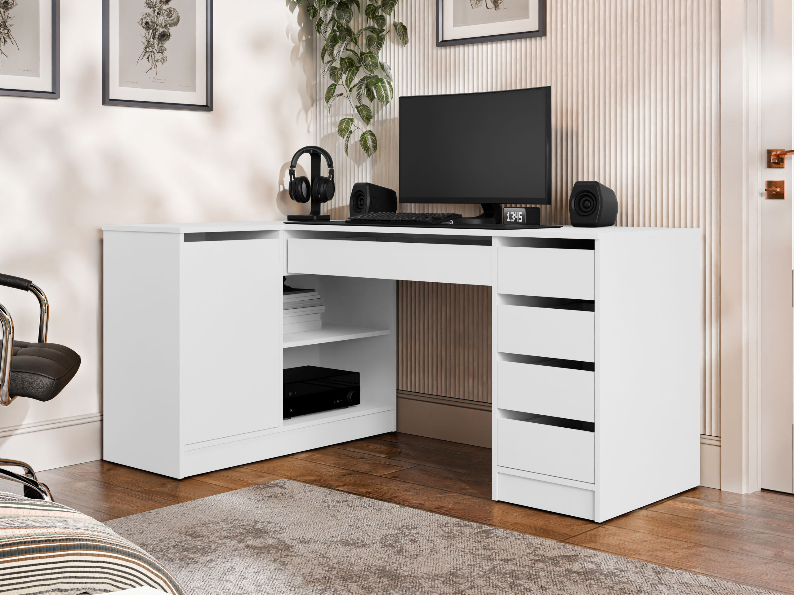 Mesa de escritório para cantos Comfivo Terros III (Branco)