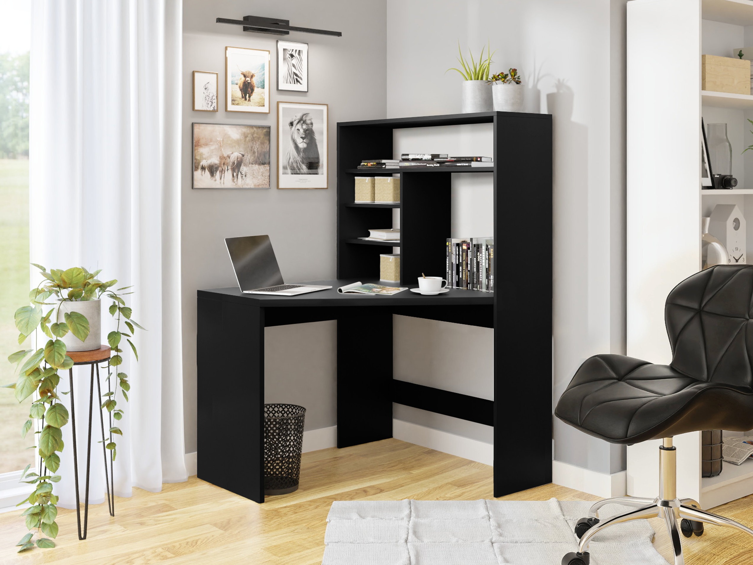 Mesa de escritório para cantos Claral (Preto)