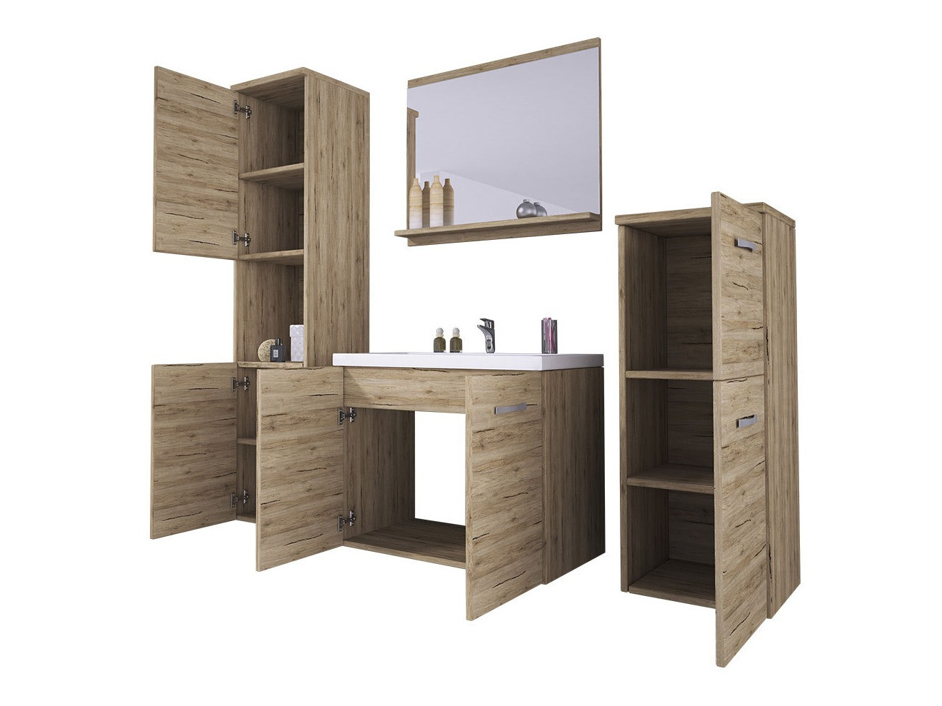 Conjunto para casa de banho Sarasota 108 (Matera cinzento + Castanha)