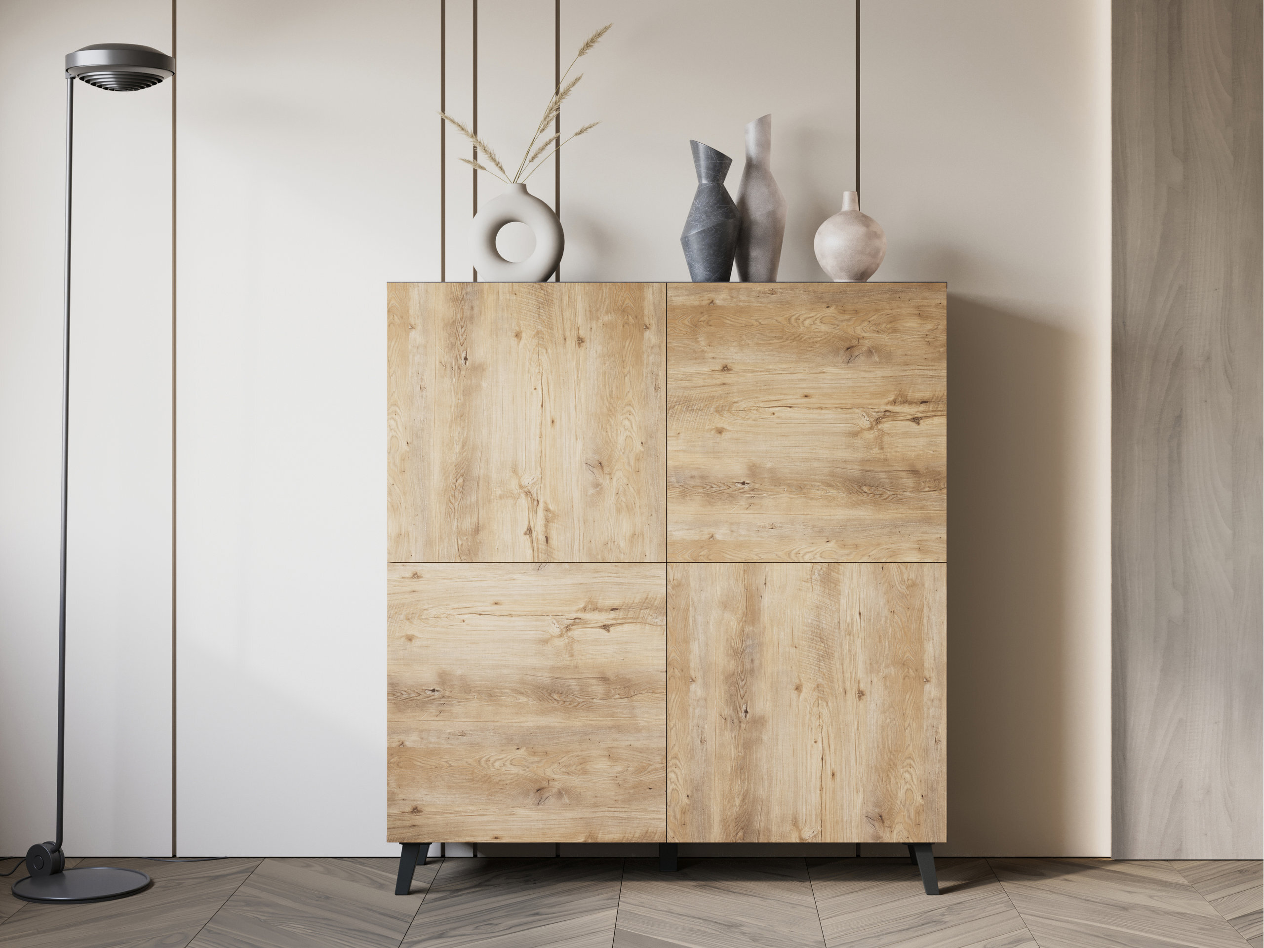 Aparador Levtive 100 (Matera cinzento + Castanha)