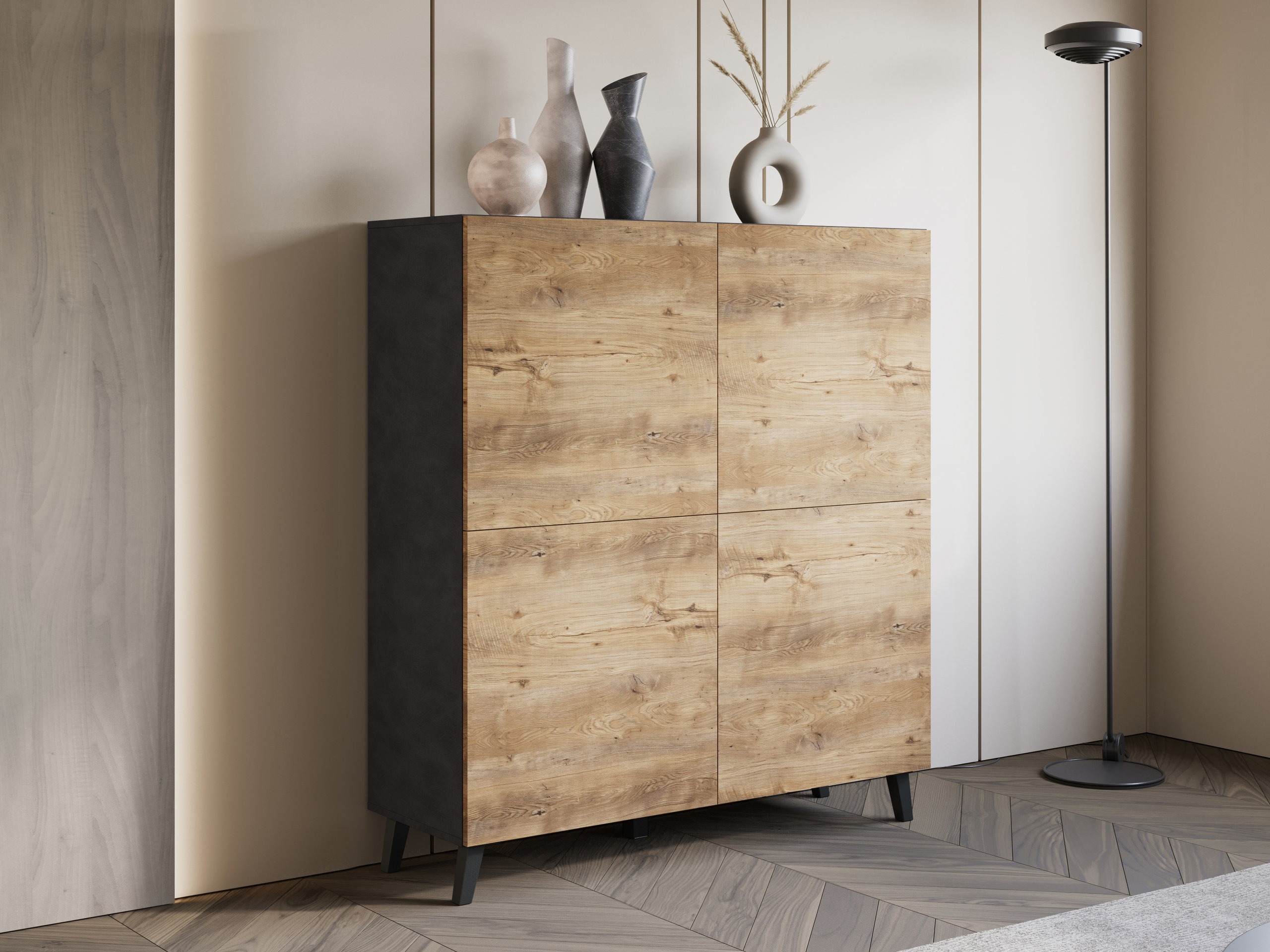 Aparador Levtive 100 (Matera cinzento + Castanha)