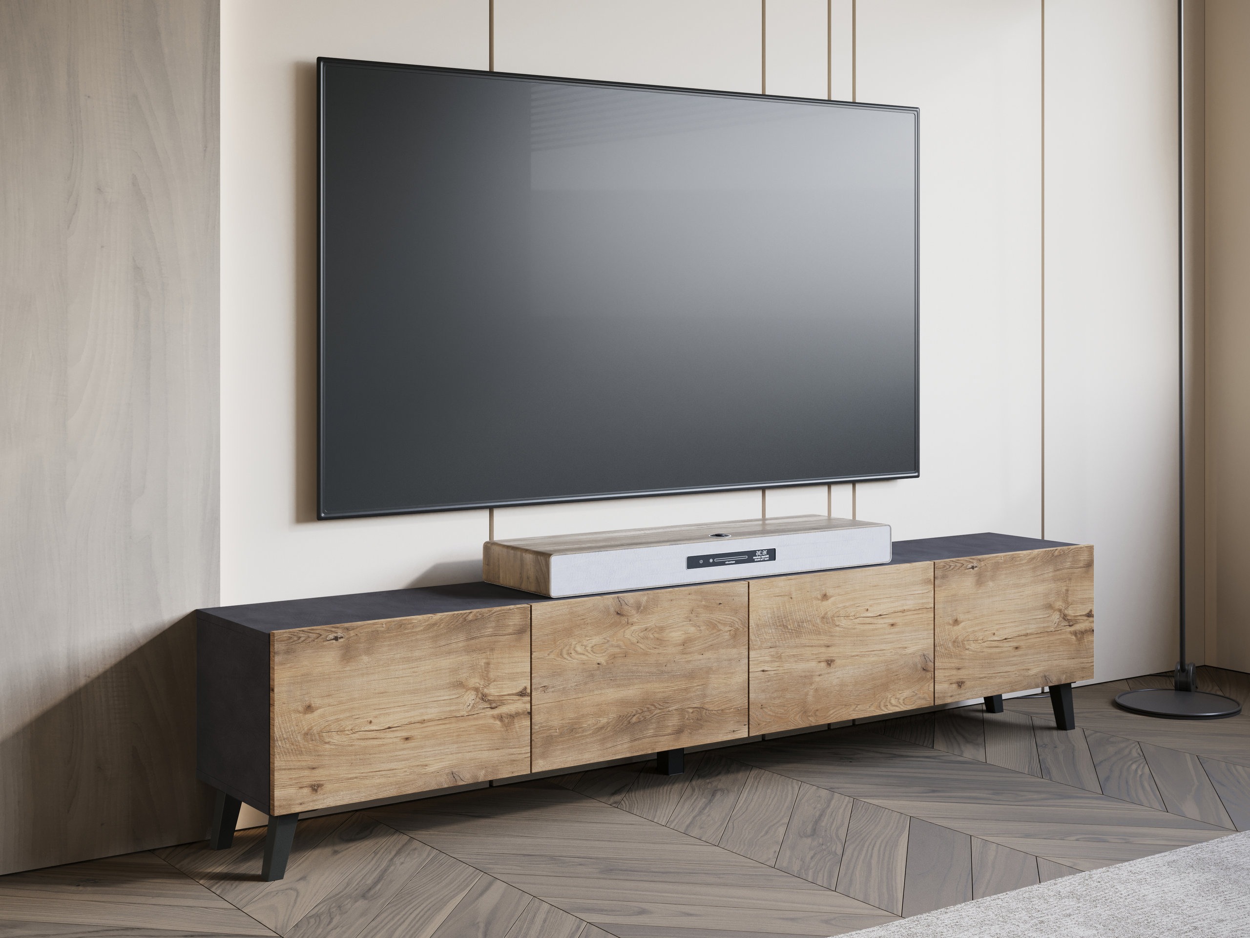 Móvel de TV Levtive 101 (Matera cinzento + Castanha)