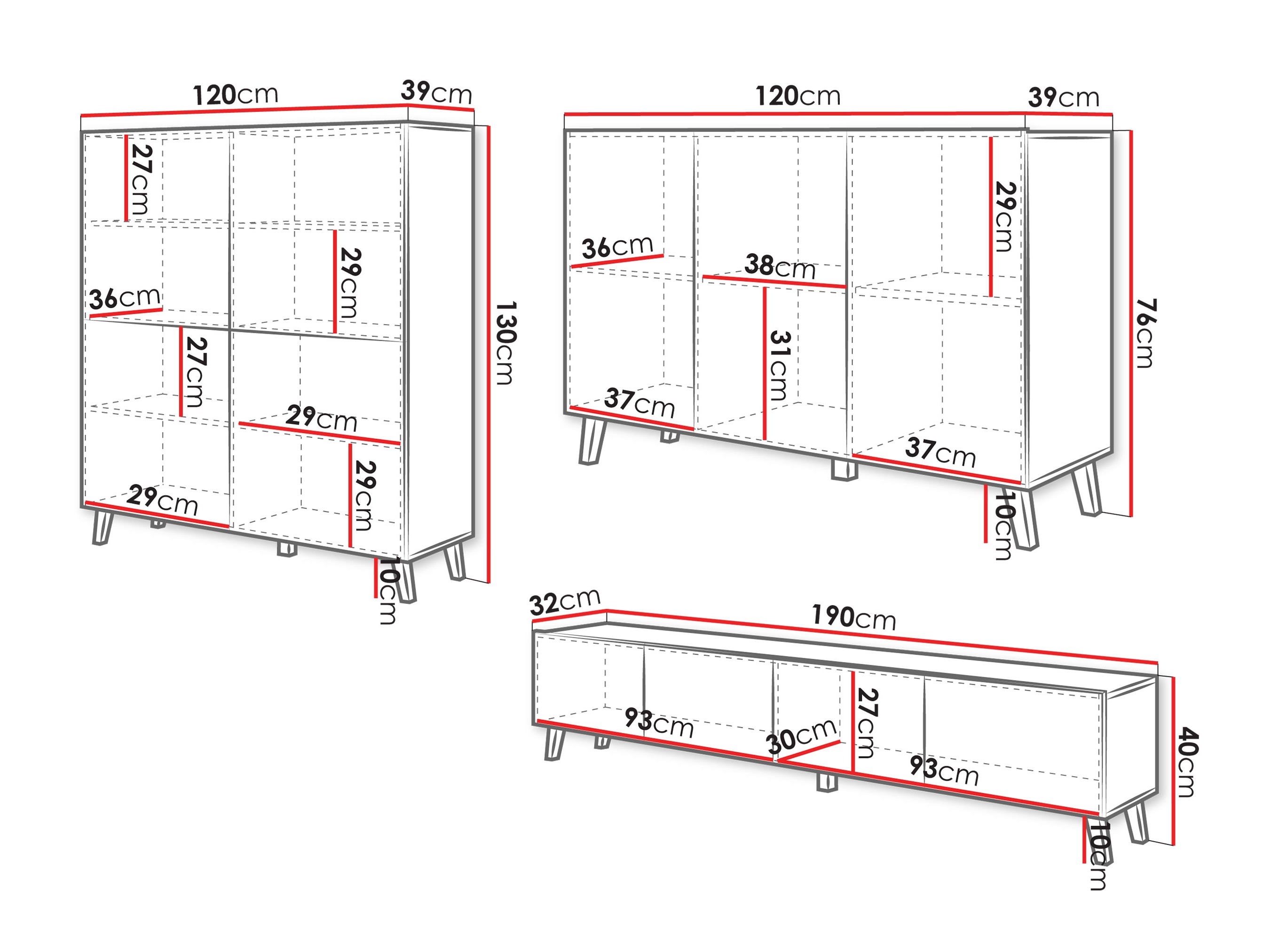 Conjunto para sala de estar Levtive 105 (Branco)