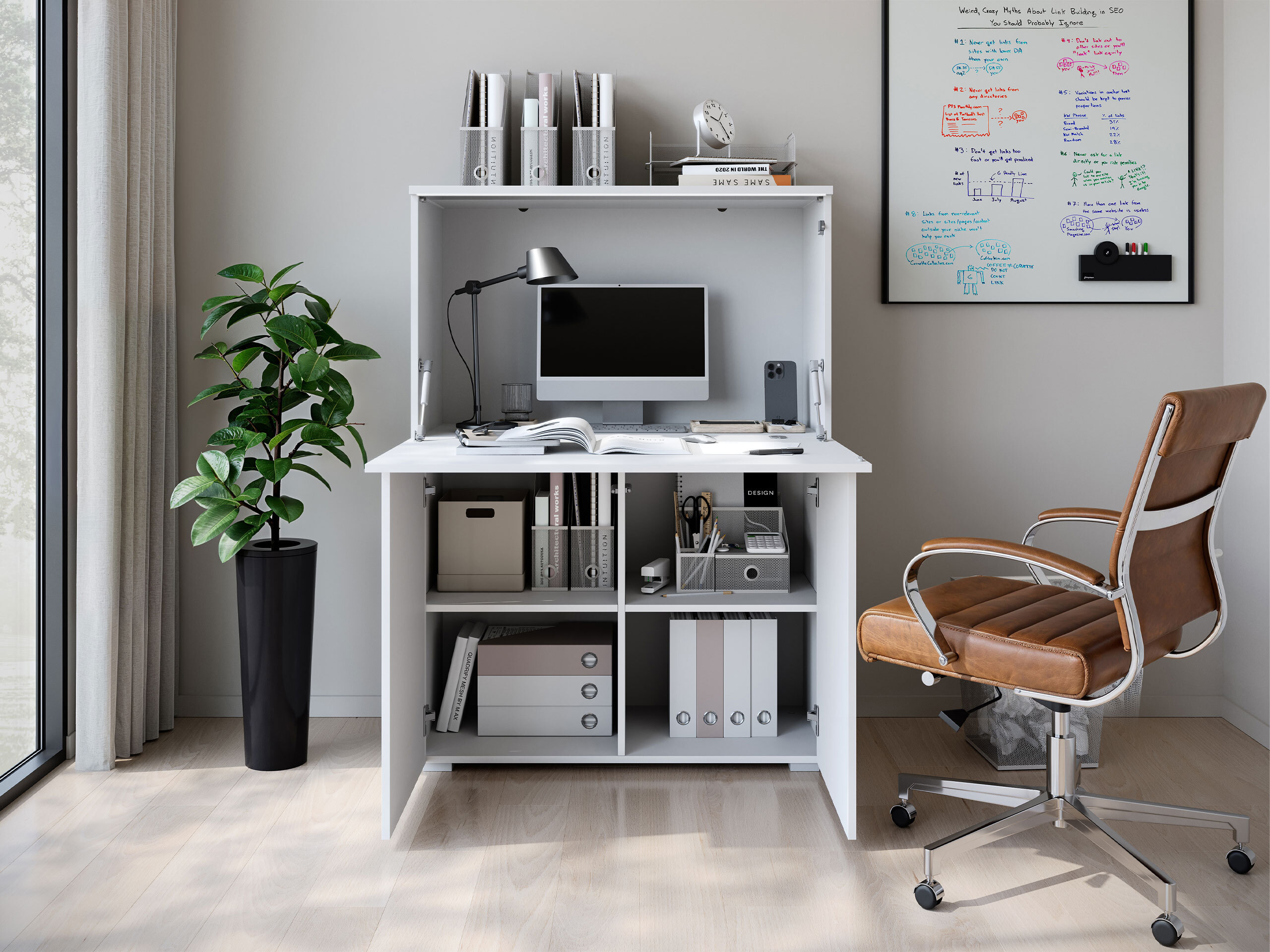 Aparador Mirfivo 107 (Branco + Branco brilhante)