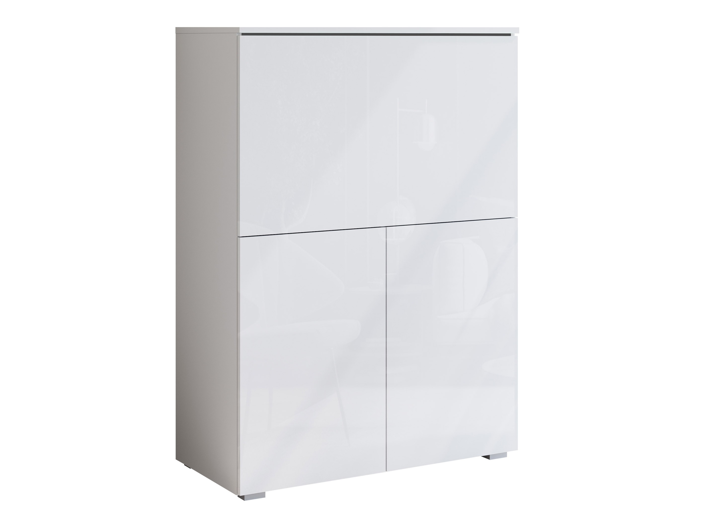 Aparador Mirfivo 107 (Branco + Branco brilhante)