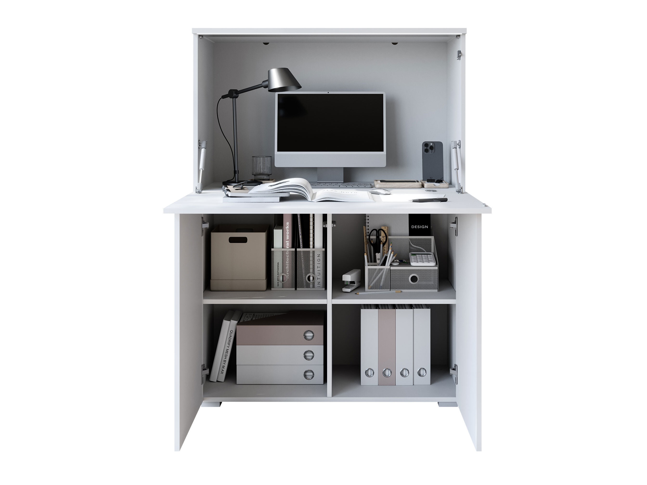 Aparador Mirfivo 107 (Branco + Branco brilhante)